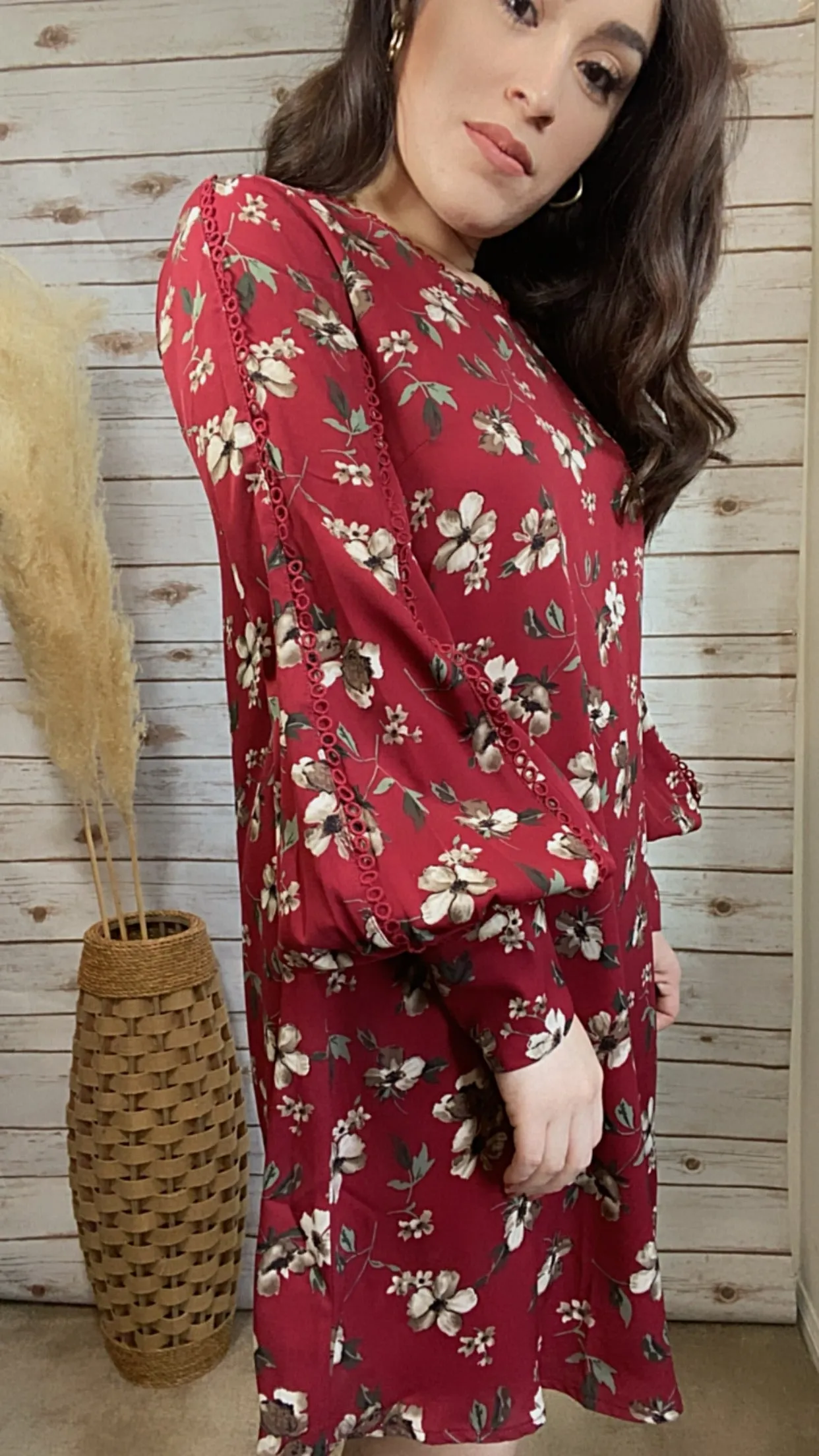 Addison Floral Red Dress