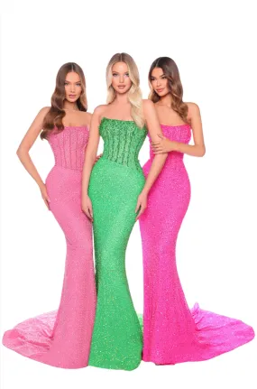 Amarra 88110 Beaded Sequin Pageant Dress Formal Evening Gown Strapless Corset Bodice