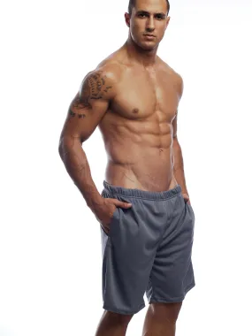 AMERICAN JOCK Workout Long Relaxed Shorts with Jockstrap Grey