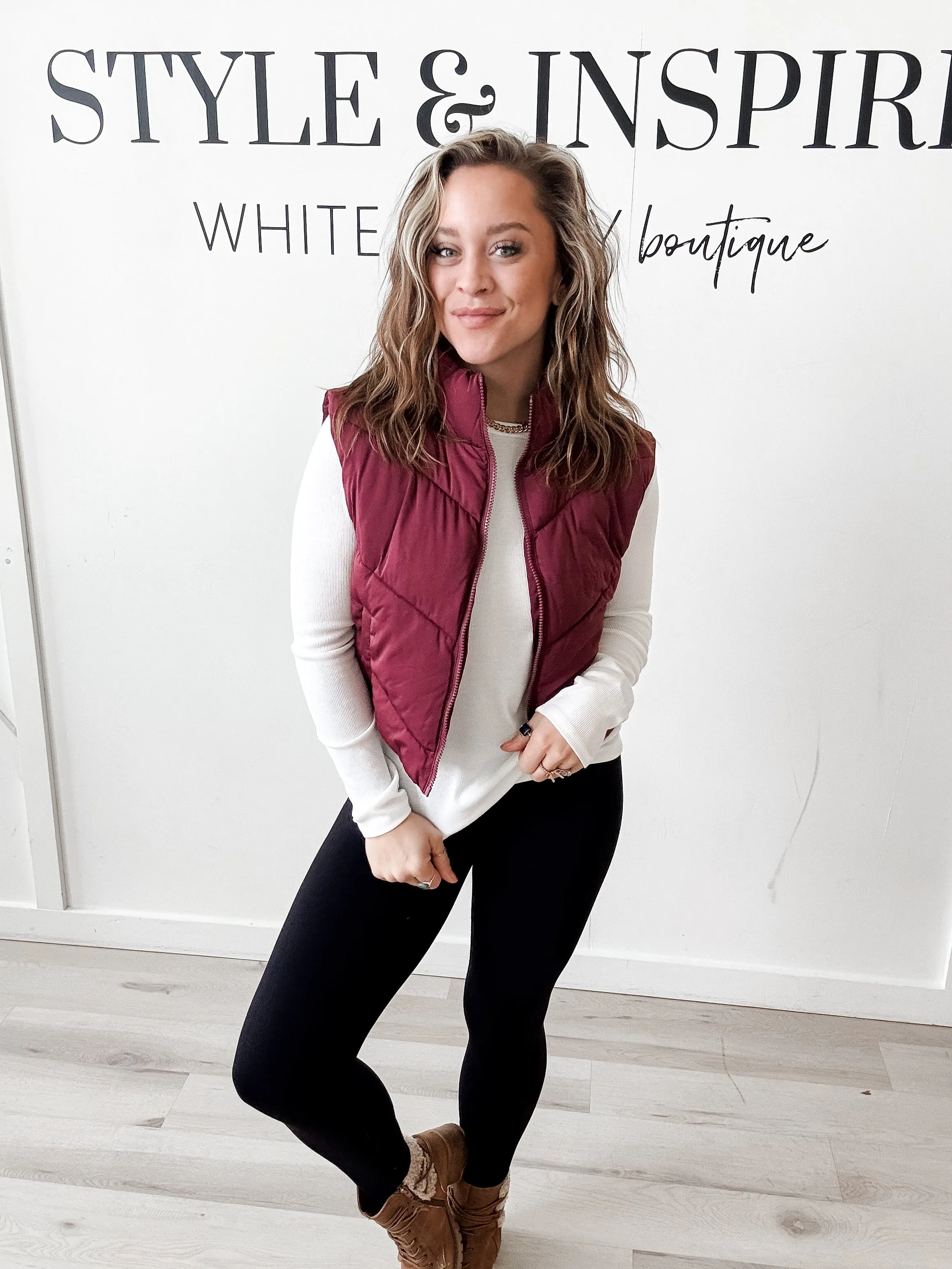 Amina Quilted Semi Crop Vest