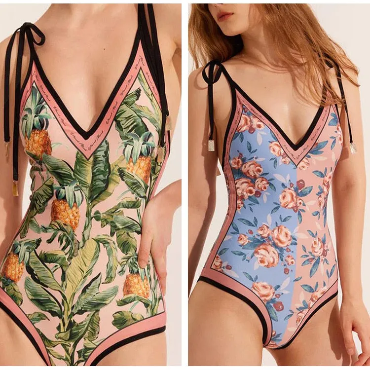 Ashore Shop Reversible Bikini Material Swimsuit Sexy Thin Suspender One-Piece Bikini Women's Beach Swimwear Bathing Suit For Female