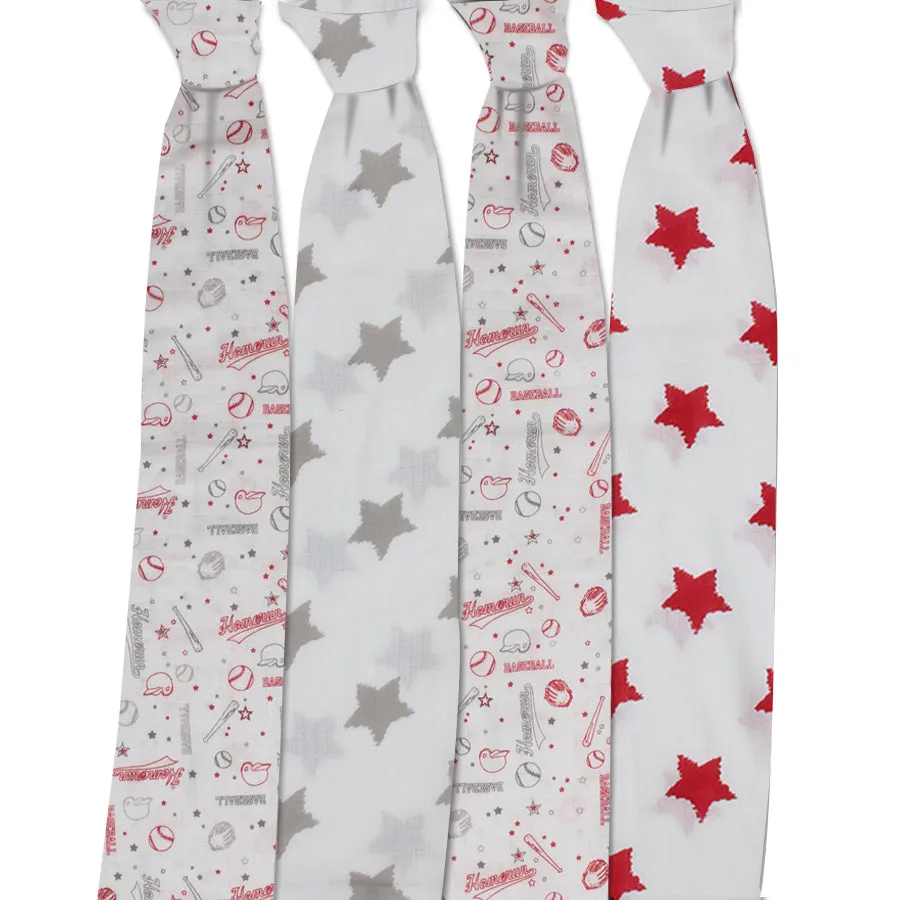 Bacati - Baseball 11-Piece Muslin Boys Crib Bedding Set Red Grey
