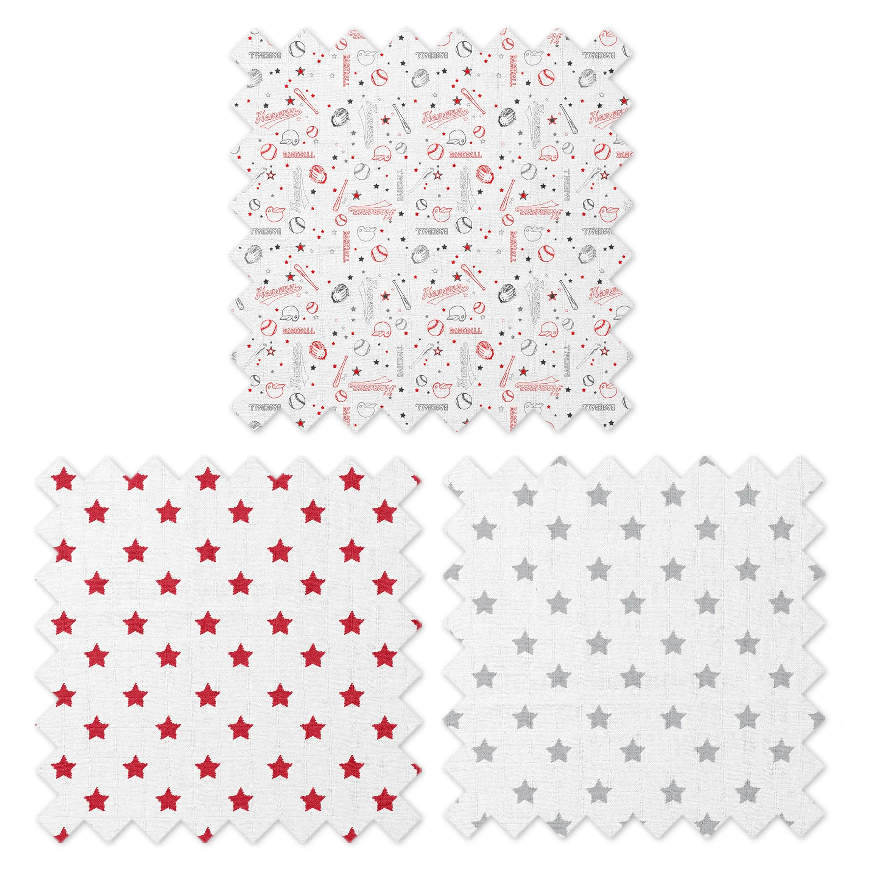 Bacati - Baseball 11-Piece Muslin Boys Crib Bedding Set Red Grey