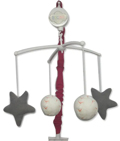 Bacati - Baseball 11-Piece Muslin Boys Crib Bedding Set Red Grey