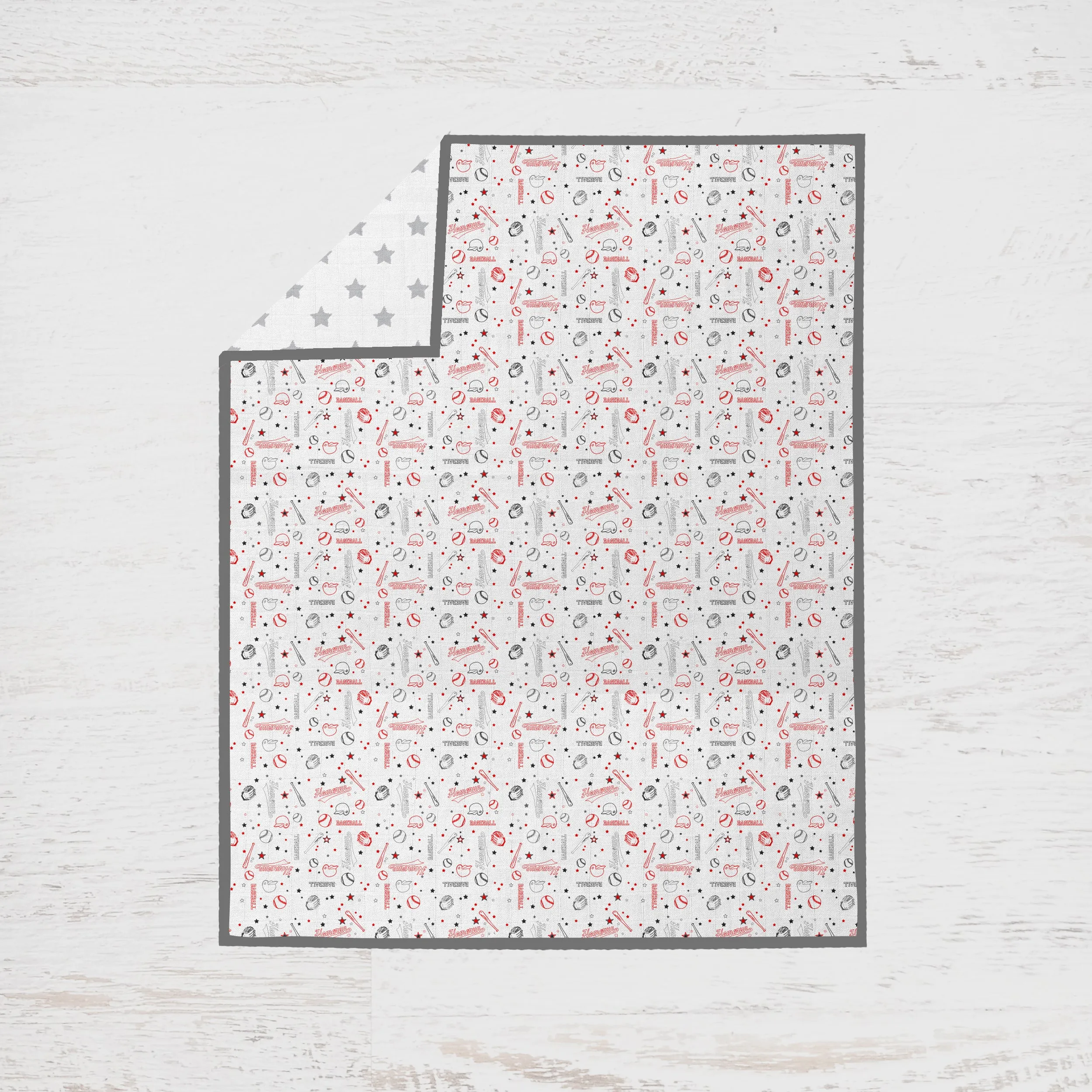 Bacati - Baseball 11-Piece Muslin Boys Crib Bedding Set Red Grey