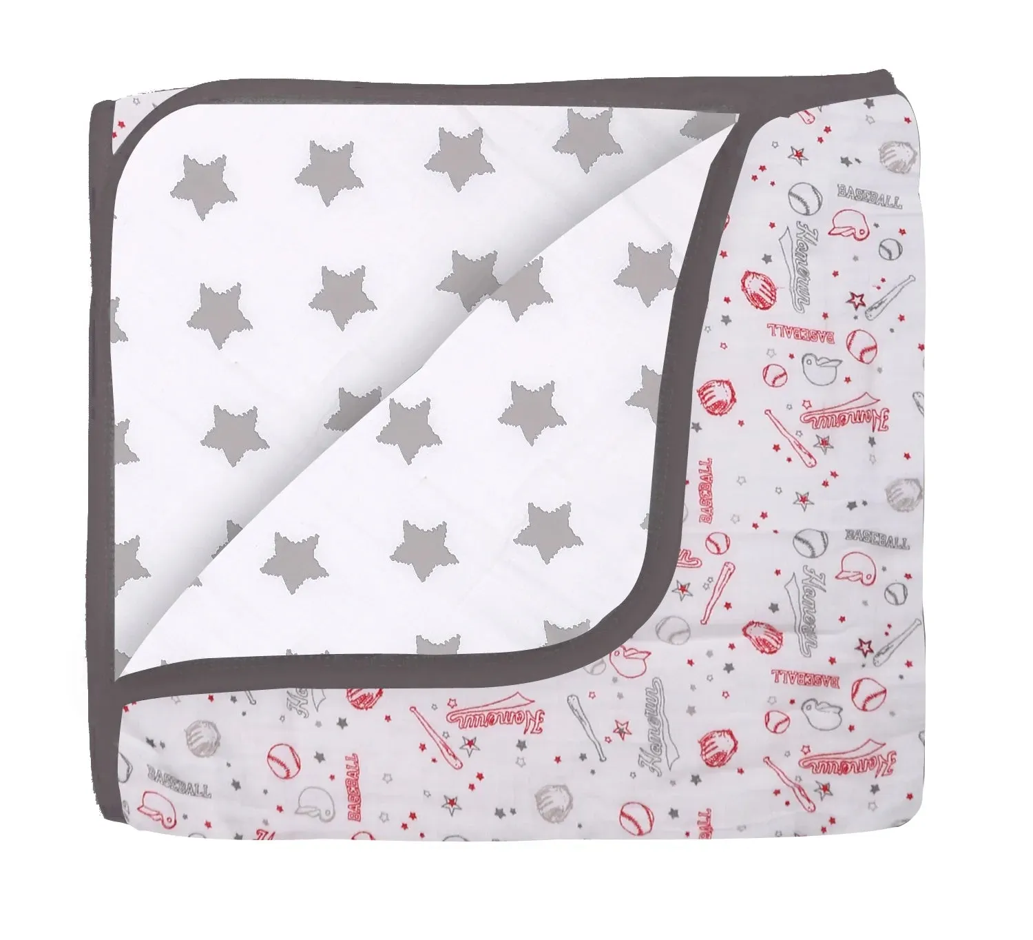 Bacati - Baseball 11-Piece Muslin Boys Crib Bedding Set Red Grey