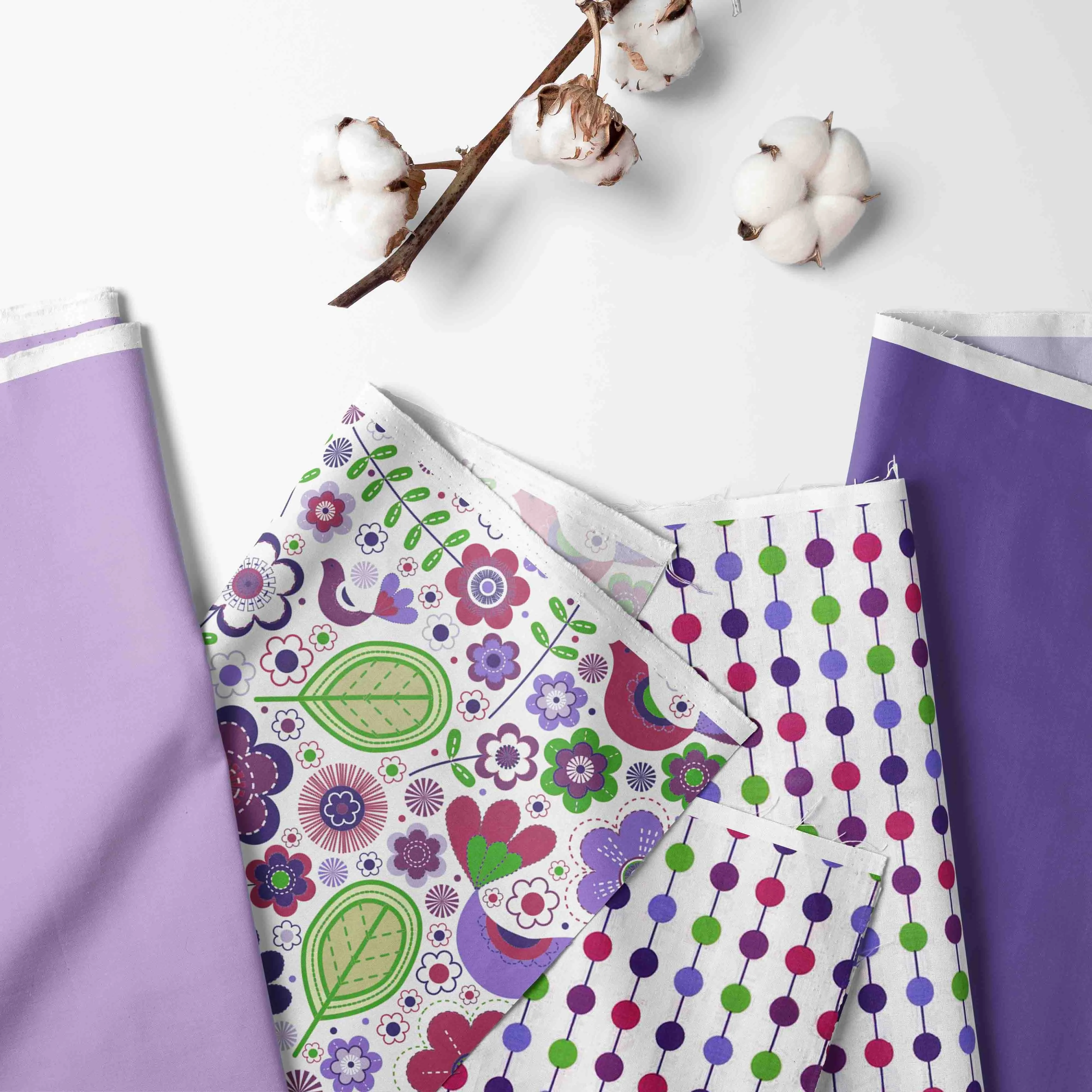 Bacati - Botanical Floral Birds 10-Piece Crib Bedding Set with Crib Rail Guard - Purple/Multi Girls