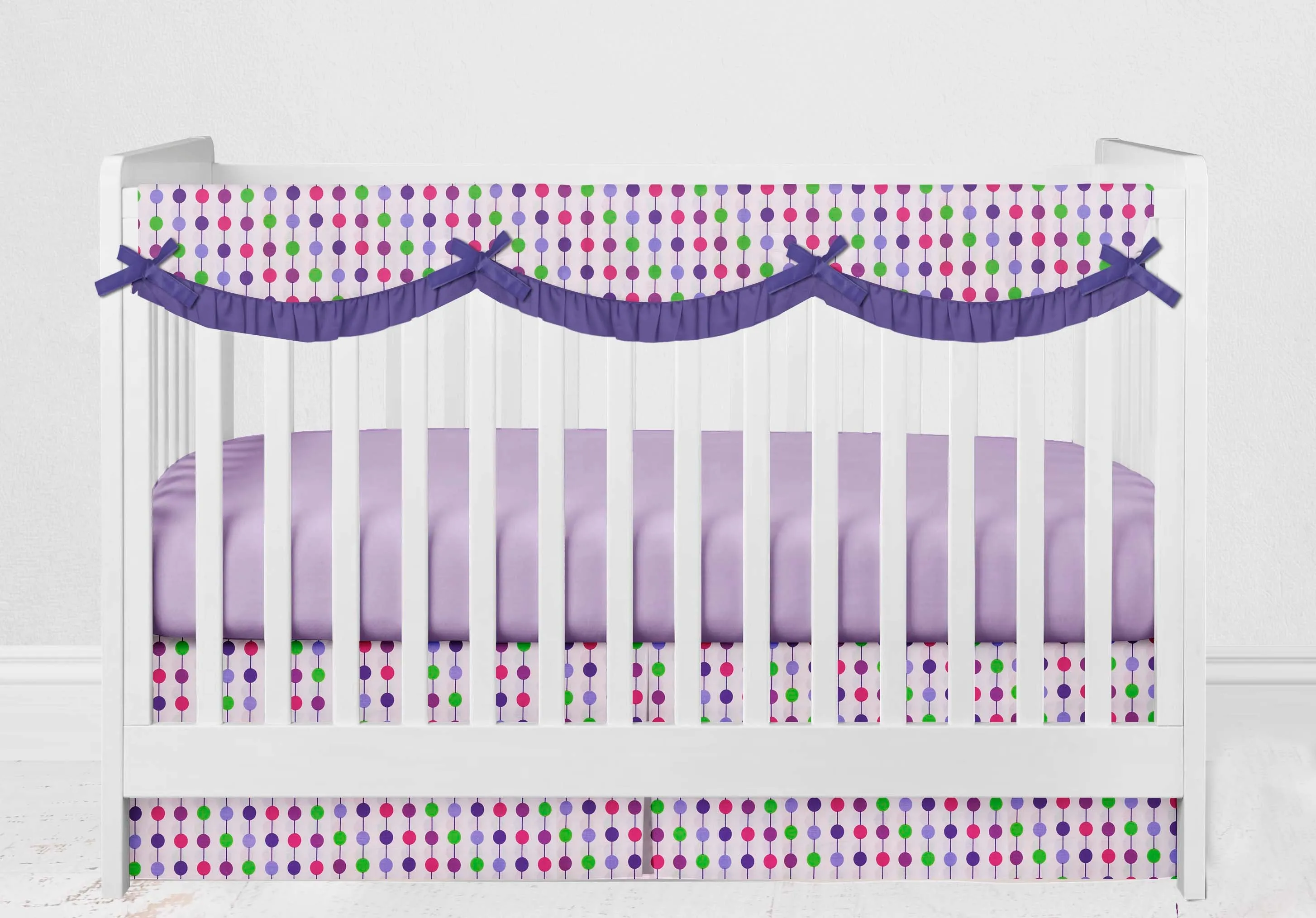 Bacati - Botanical Floral Birds 10-Piece Crib Bedding Set with Crib Rail Guard - Purple/Multi Girls