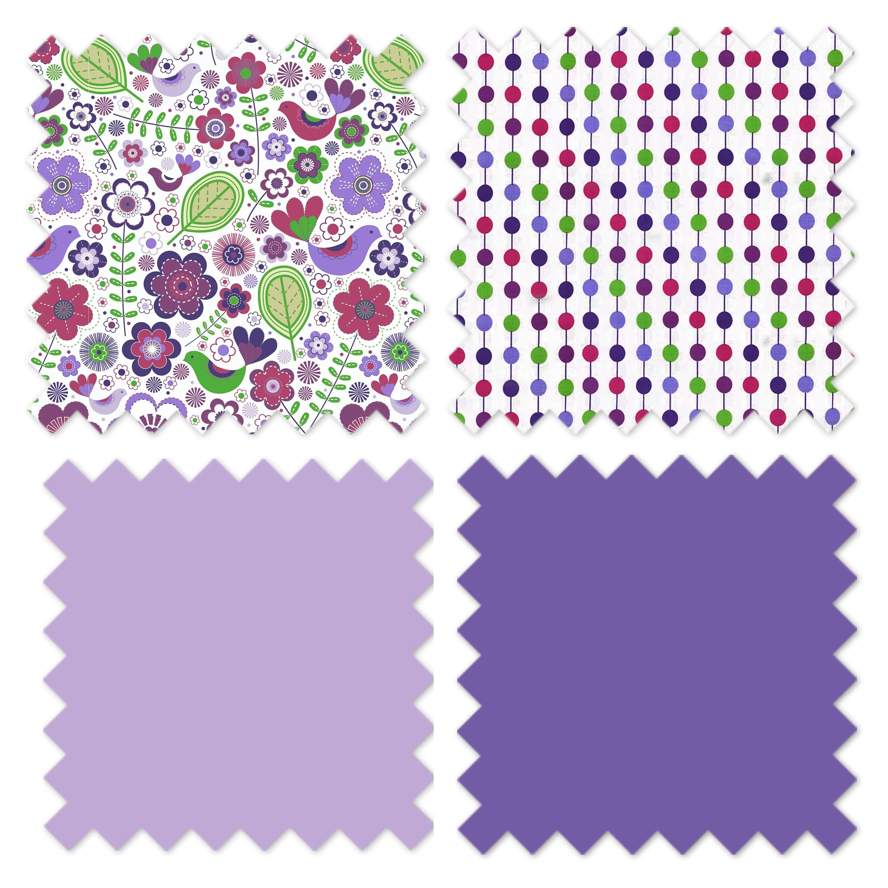 Bacati - Botanical Floral Birds 10-Piece Crib Bedding Set with Crib Rail Guard - Purple/Multi Girls
