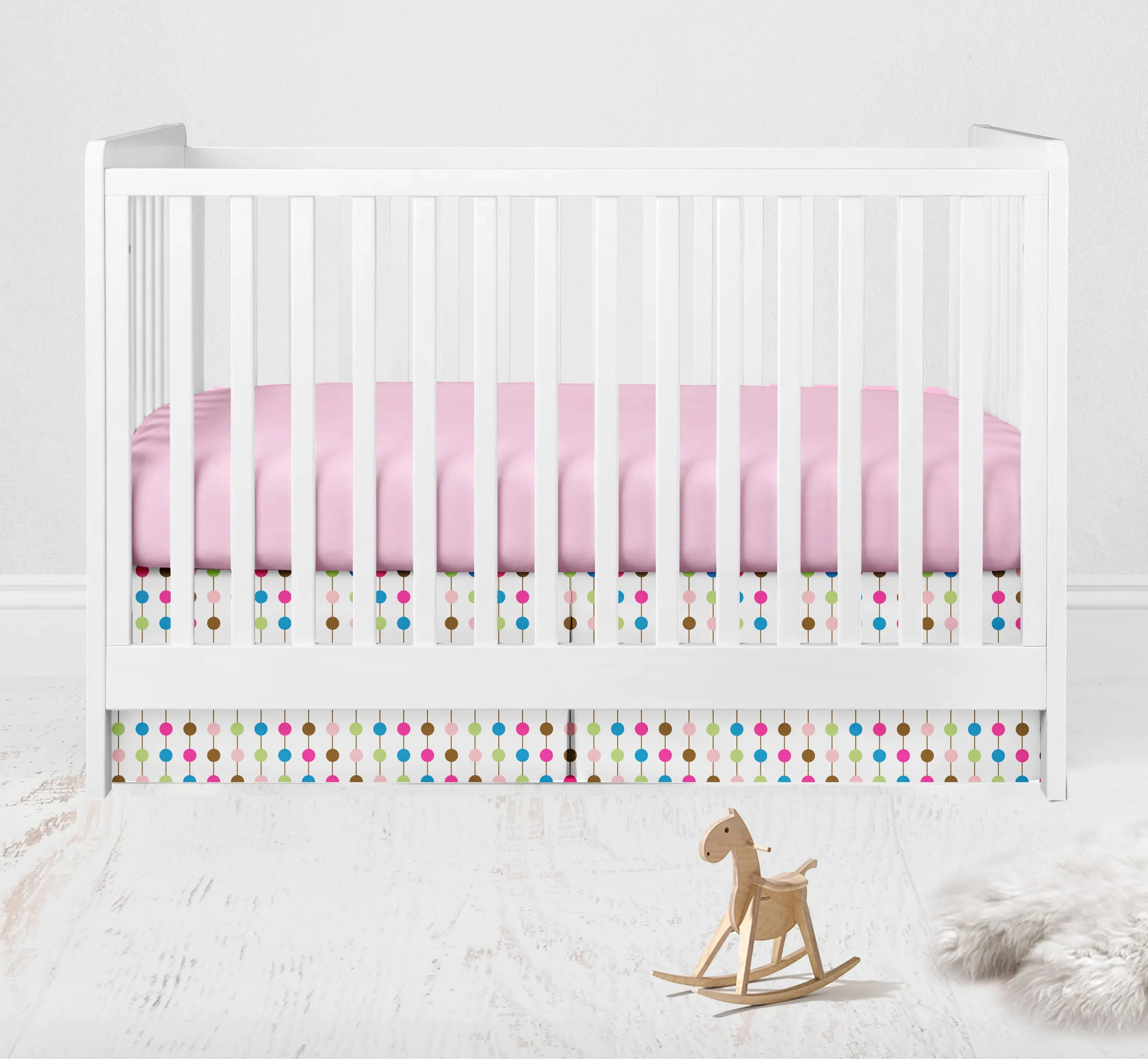 Bacati - Botanical Floral Birds 4-Piece Crib Bedding Set with Diaper Stacker - Pink/Multi Girls