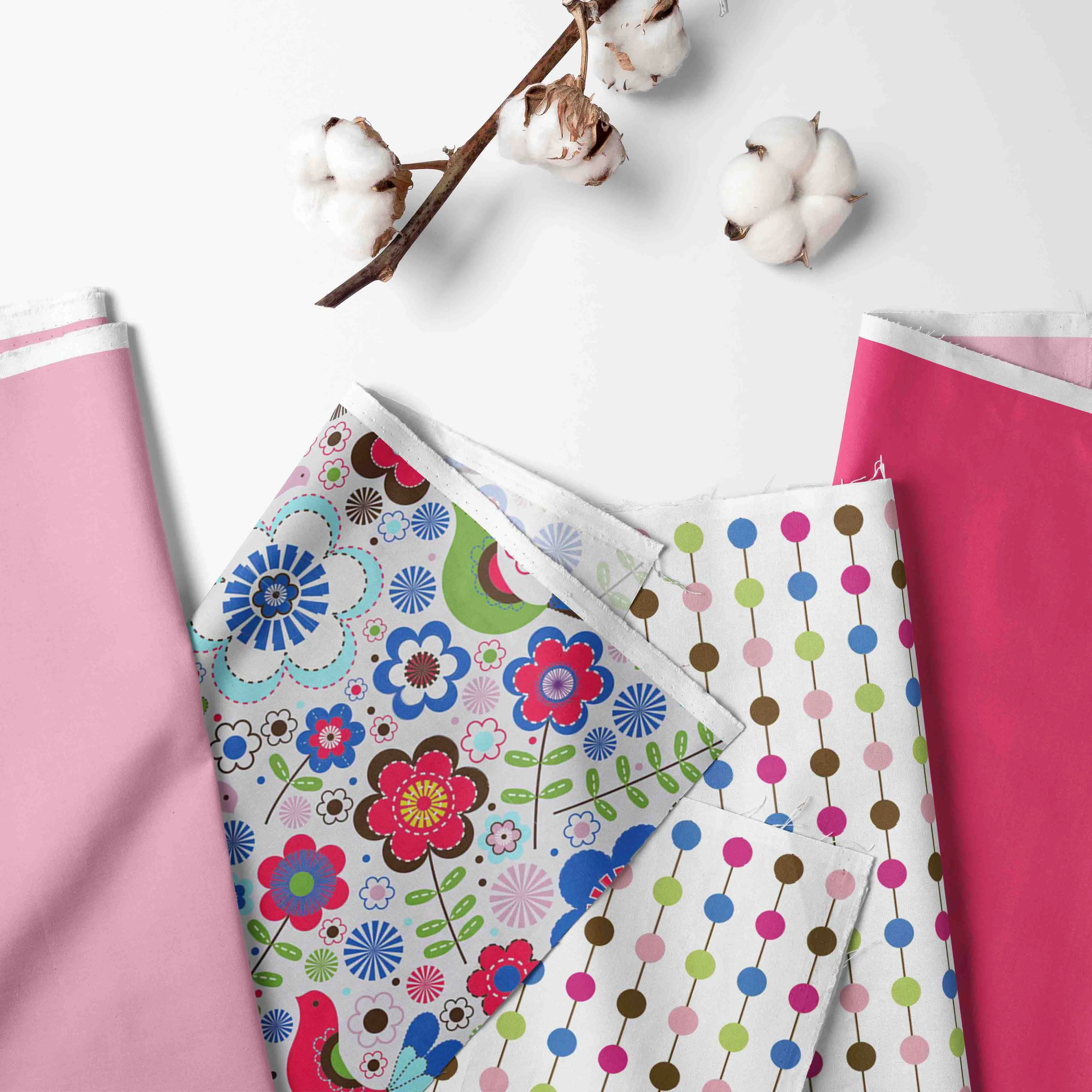 Bacati - Botanical Floral Birds 4-Piece Crib Bedding Set with Diaper Stacker - Pink/Multi Girls