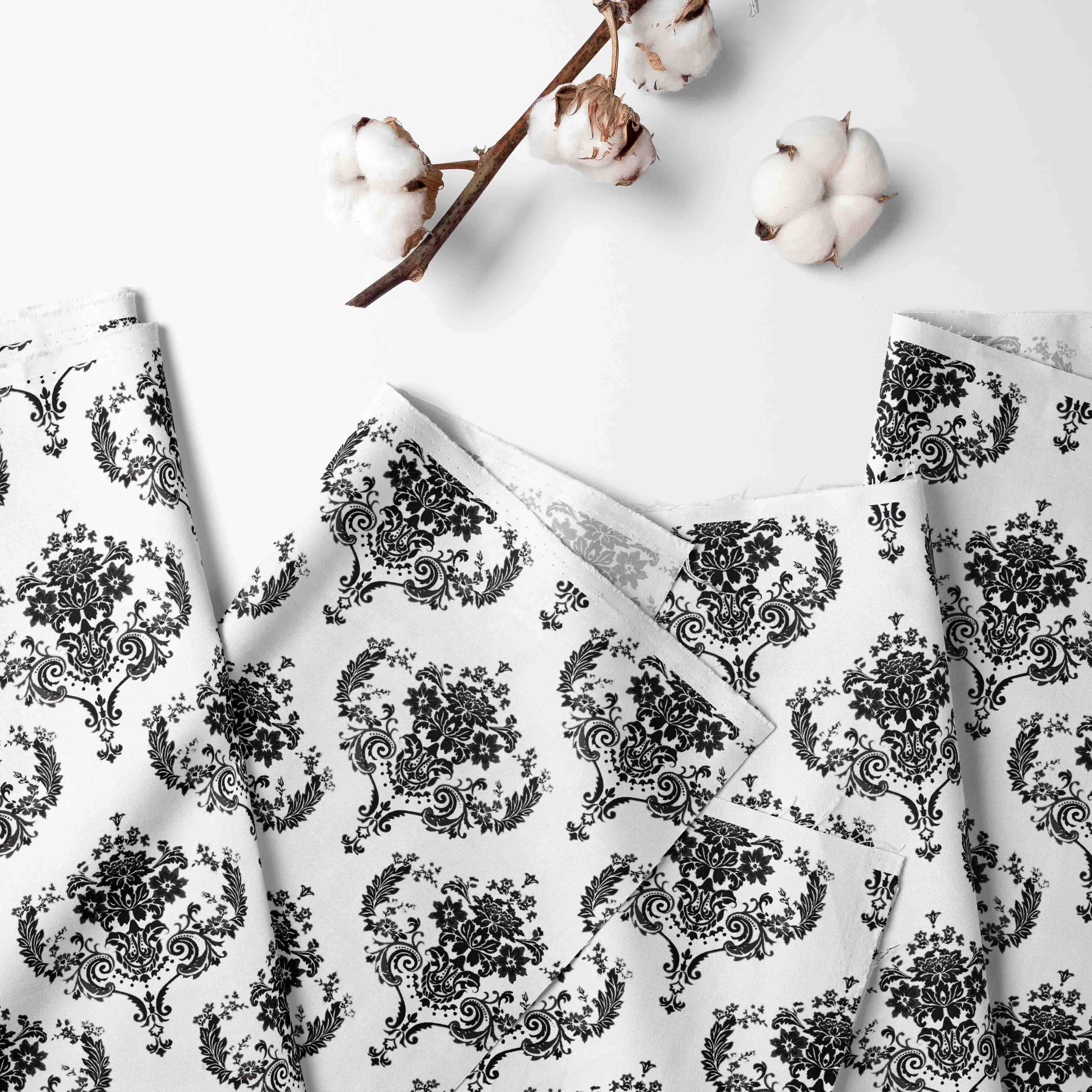 Bacati - Classic Damask 4-Piece Crib Bedding Set with Diaper Stacker - Black/Grey/White Unisex