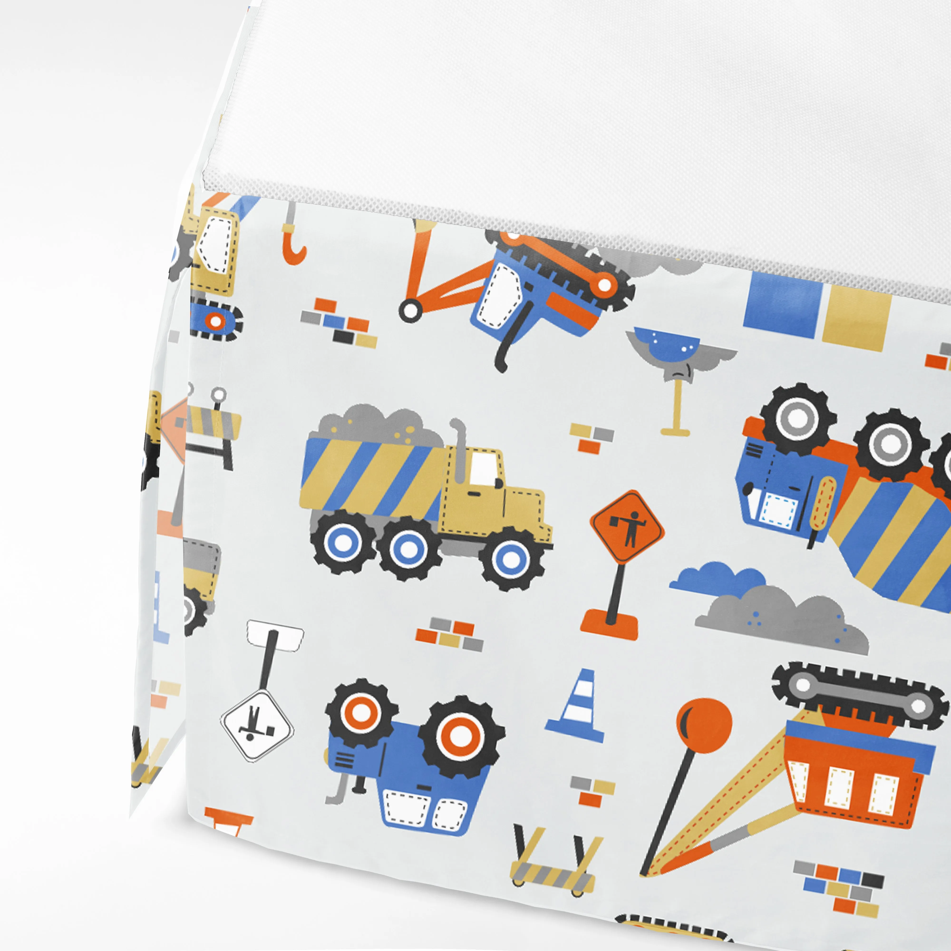 Bacati - Construction 3-Piece Crib Bedding Set - Yellow/Orange/Blue/Grey Boys