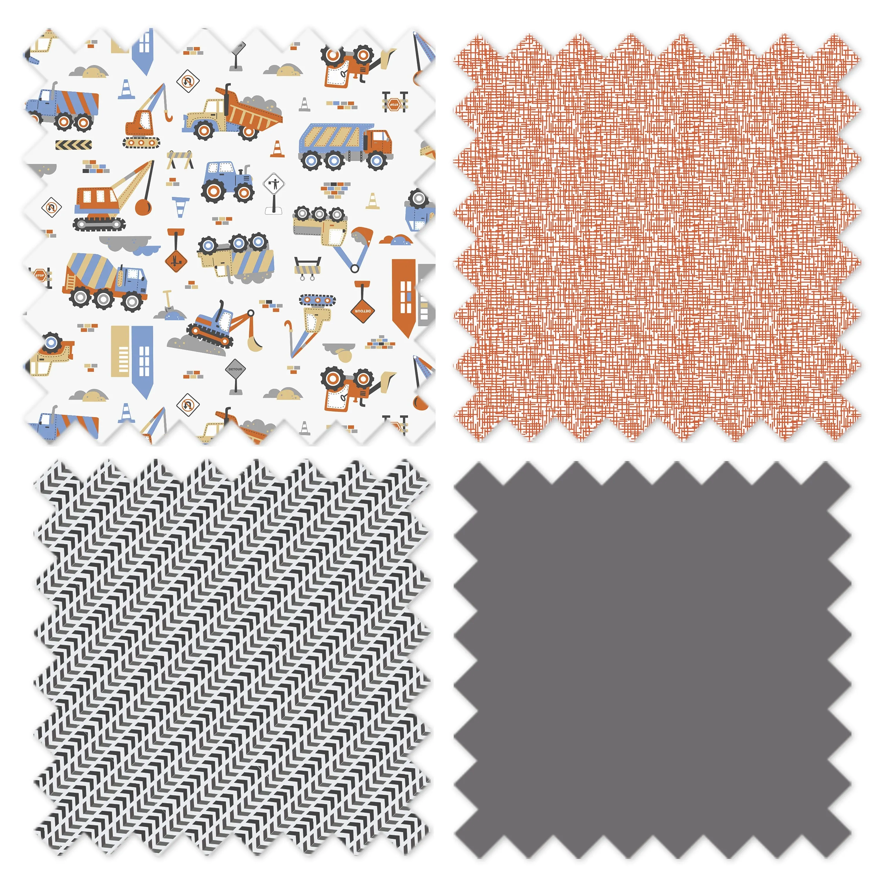 Bacati - Construction 3-Piece Crib Bedding Set - Yellow/Orange/Blue/Grey Boys