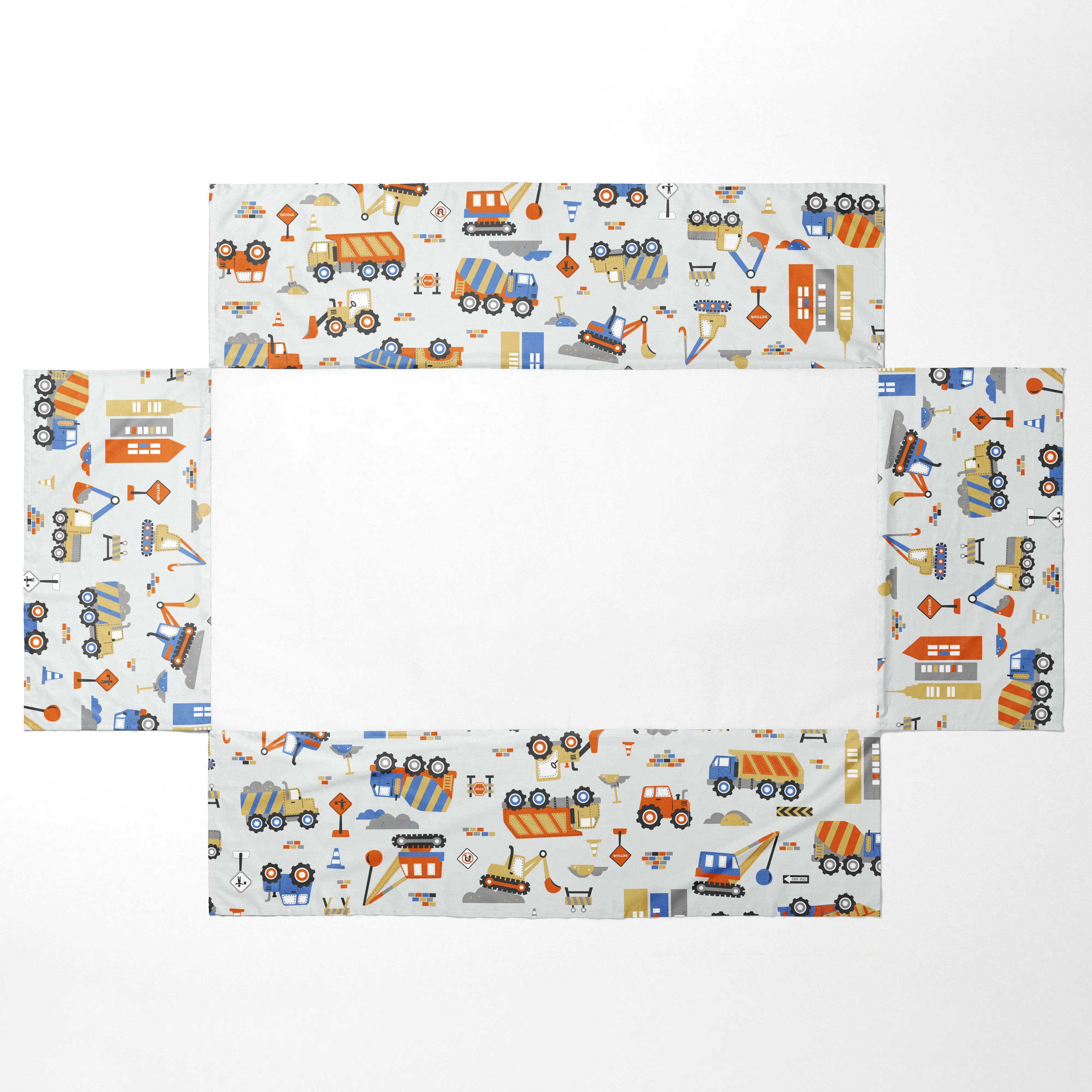 Bacati - Construction 3-Piece Crib Bedding Set - Yellow/Orange/Blue/Grey Boys