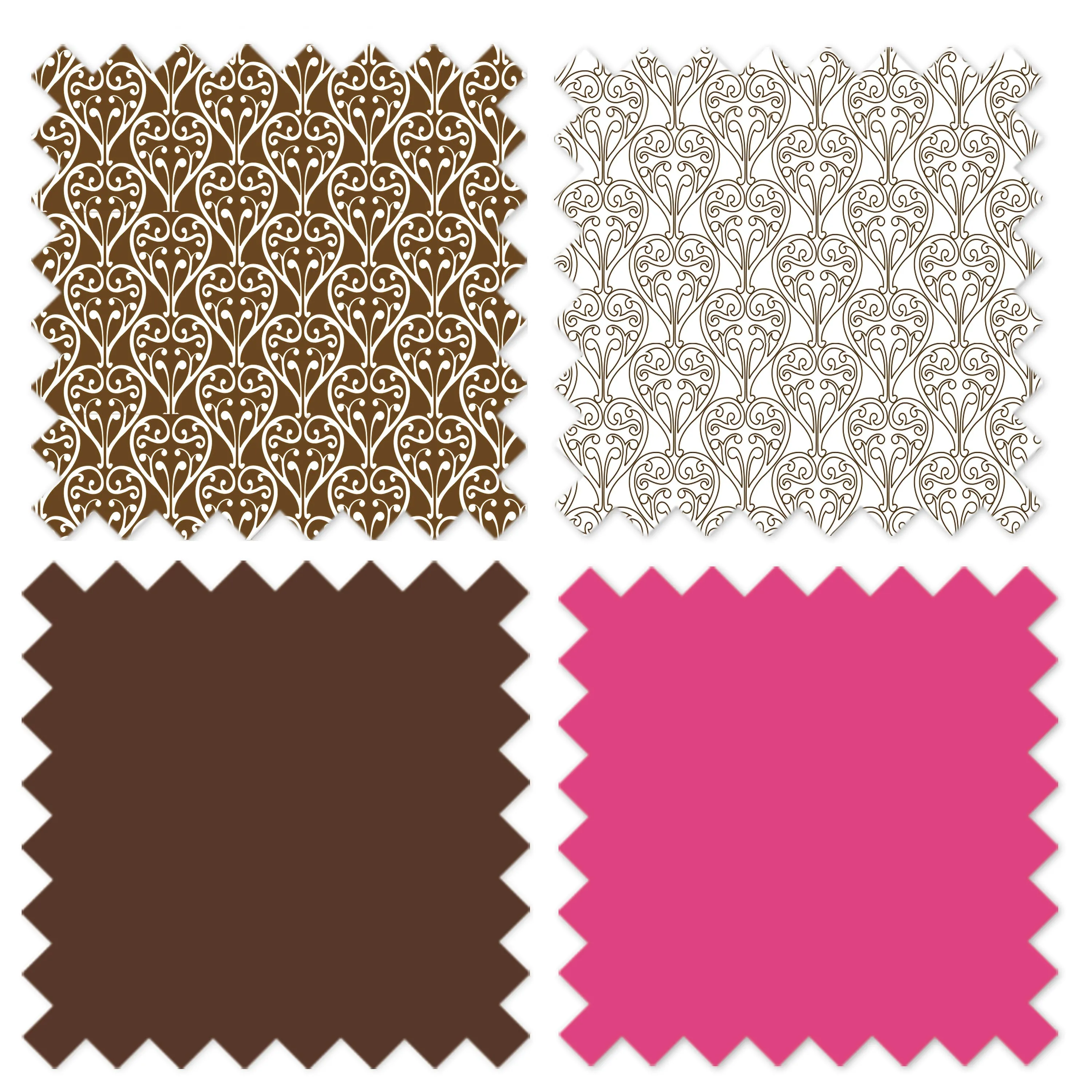 Bacati - Damask Floral 4-Piece Crib Bedding Set with Diaper Stacker - Pink/Chocolate Girls