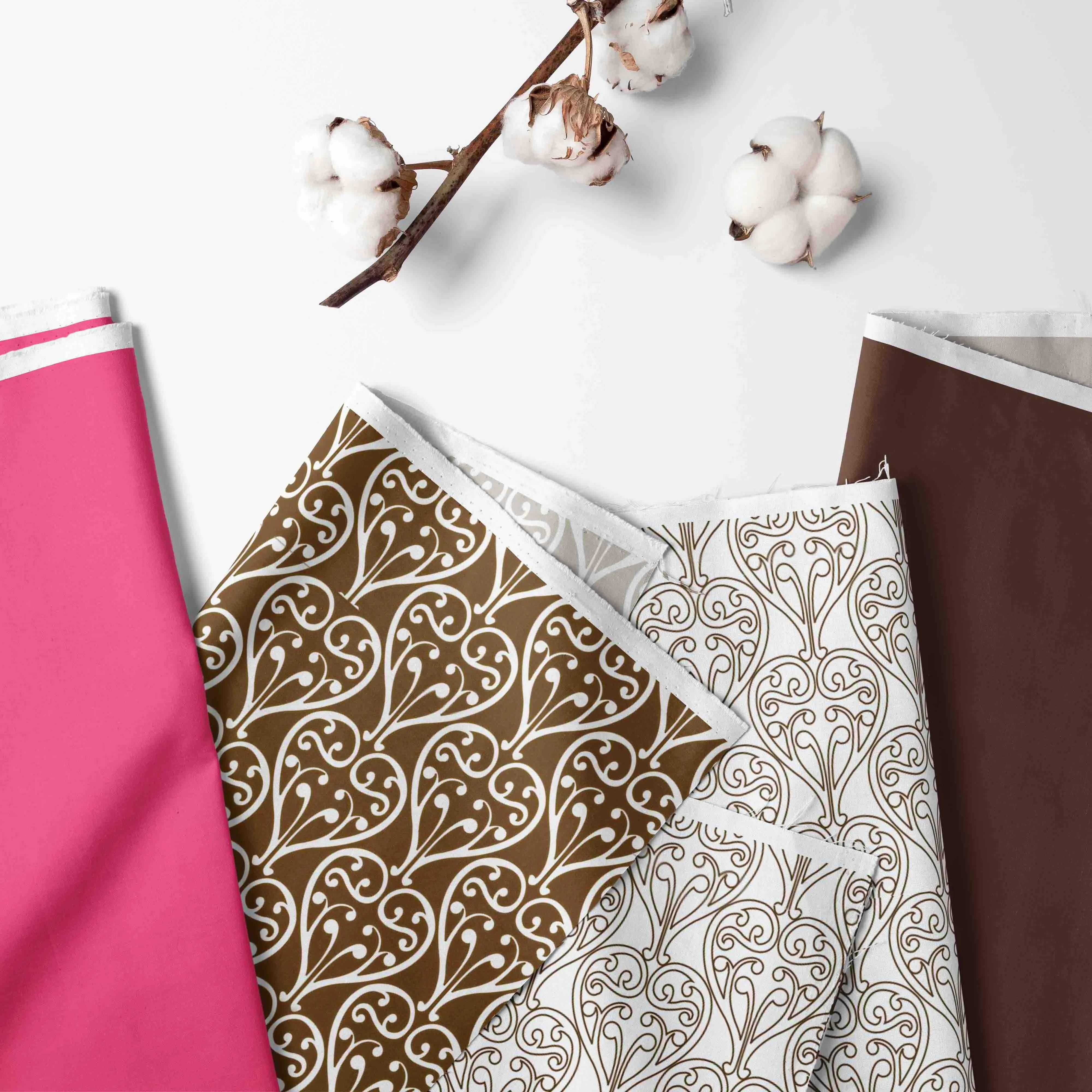 Bacati - Damask Floral 4-Piece Crib Bedding Set with Diaper Stacker - Pink/Chocolate Girls