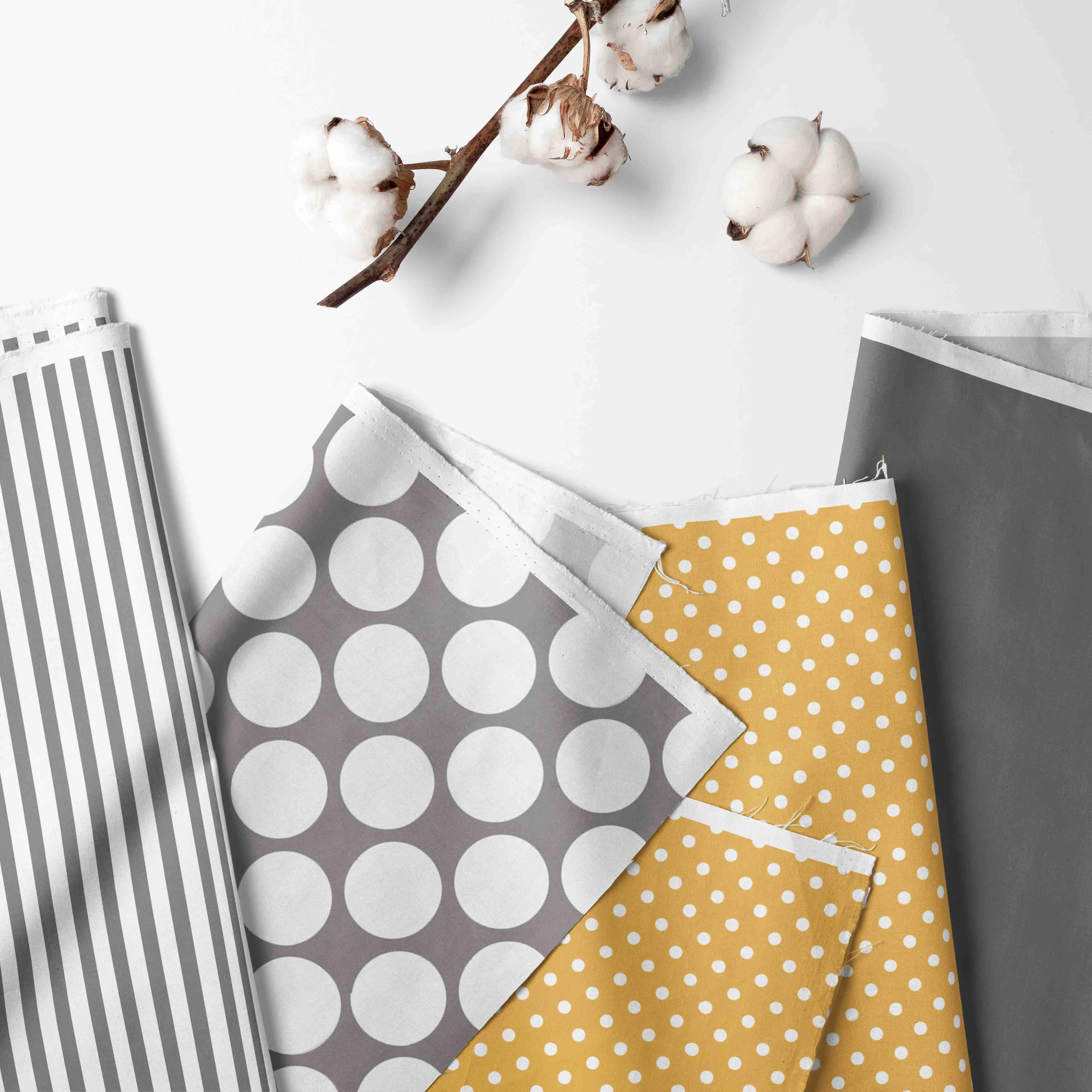 Bacati - Dots Pin Stripes 3-Piece Crib Bedding Set - Grey/Yellow Unisex