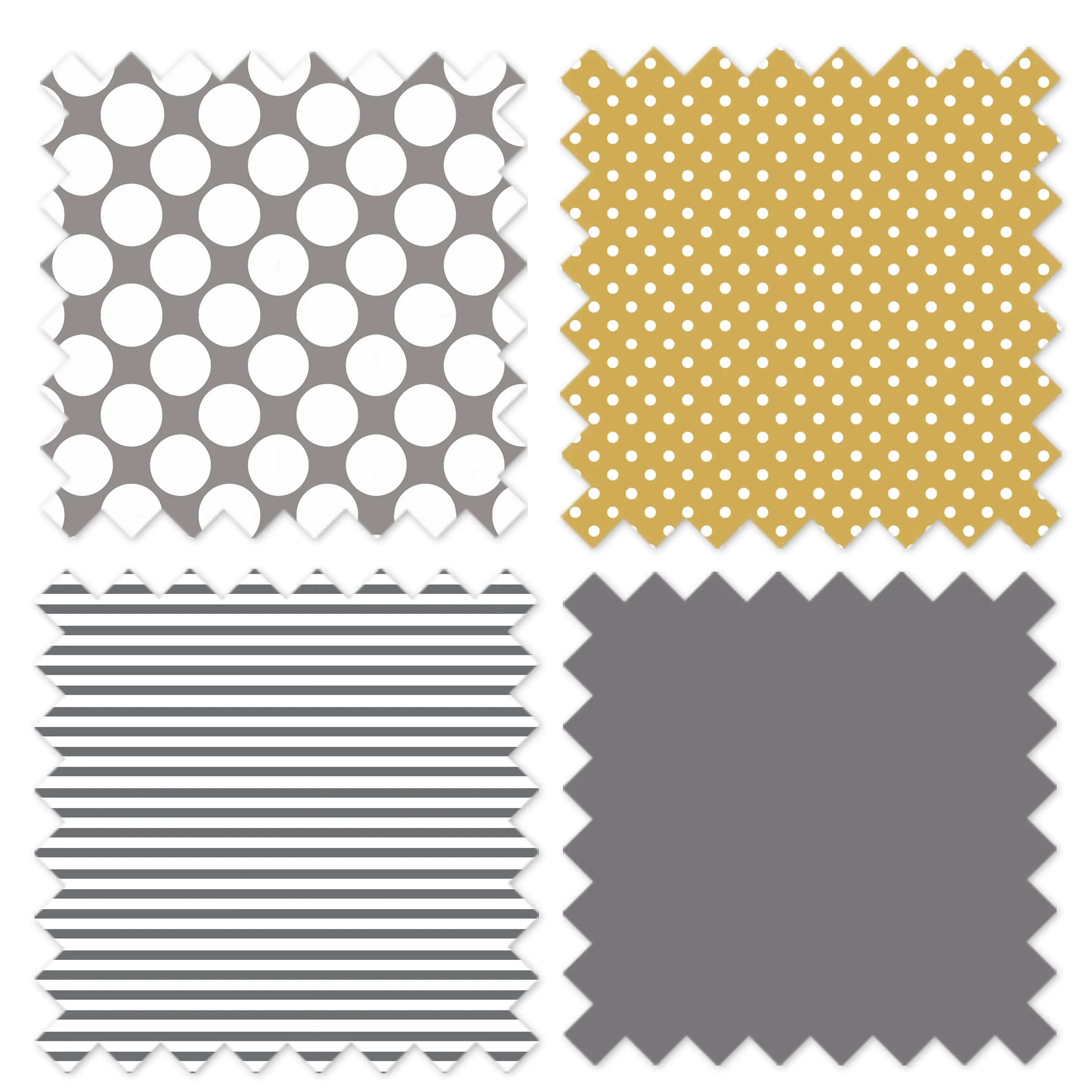Bacati - Dots Pin Stripes 3-Piece Crib Bedding Set - Grey/Yellow Unisex