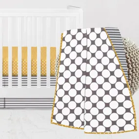 Bacati - Dots Pin Stripes 3-Piece Crib Bedding Set - Grey/Yellow Unisex