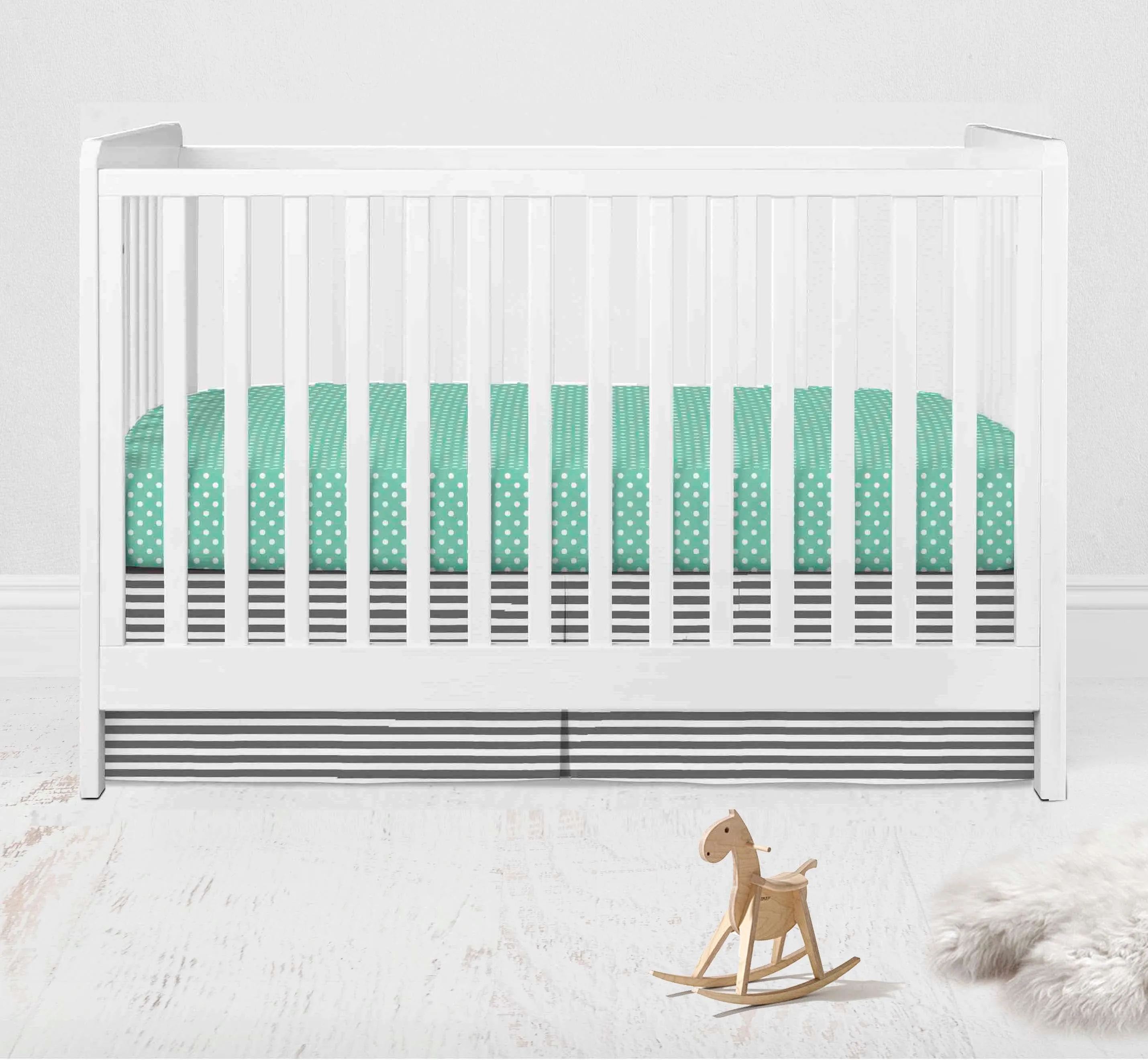 Bacati - Elephants 4-Piece Crib Bedding Set with Diaper Caddy - Mint/Yellow/Grey Unisex