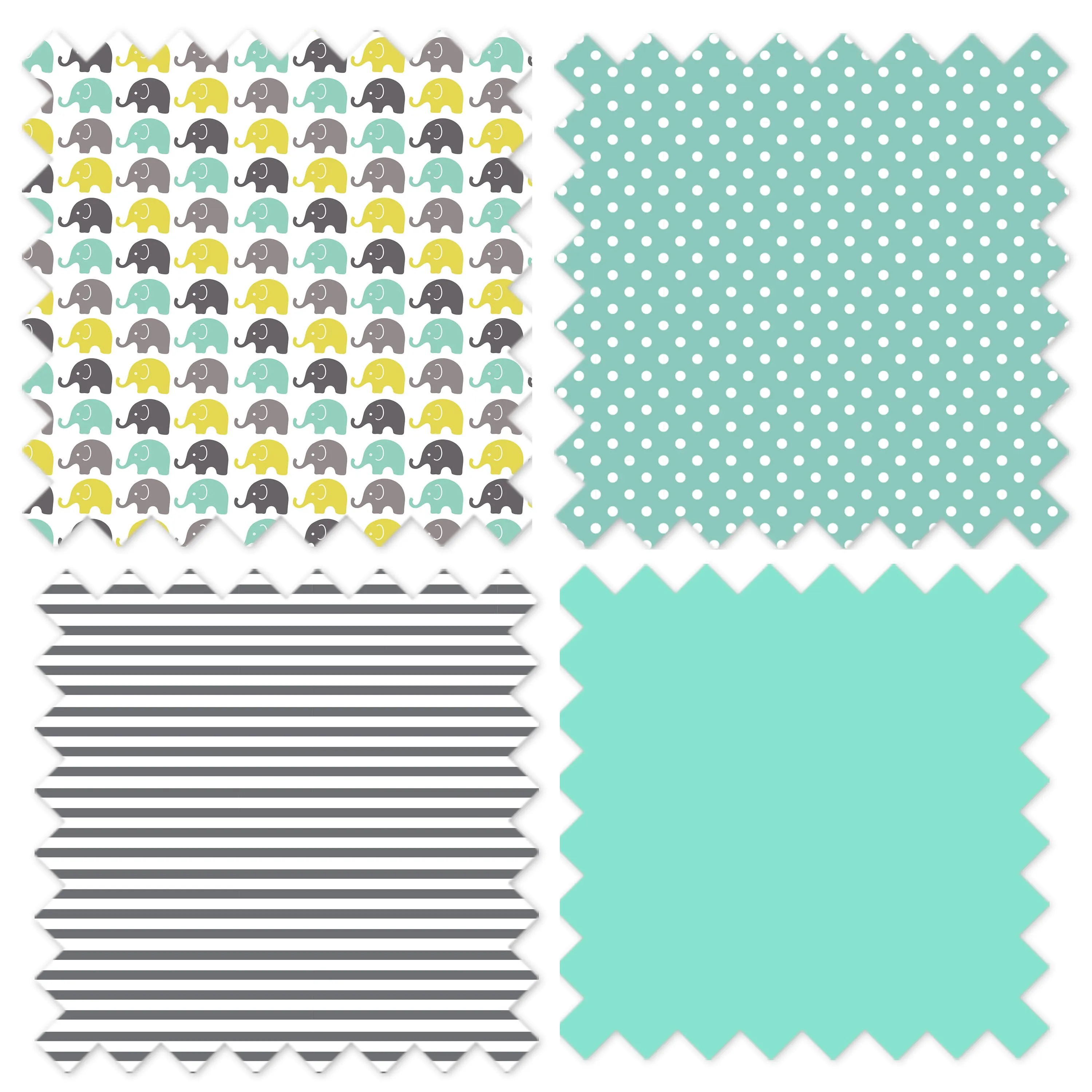 Bacati - Elephants 4-Piece Crib Bedding Set with Diaper Caddy - Mint/Yellow/Grey Unisex