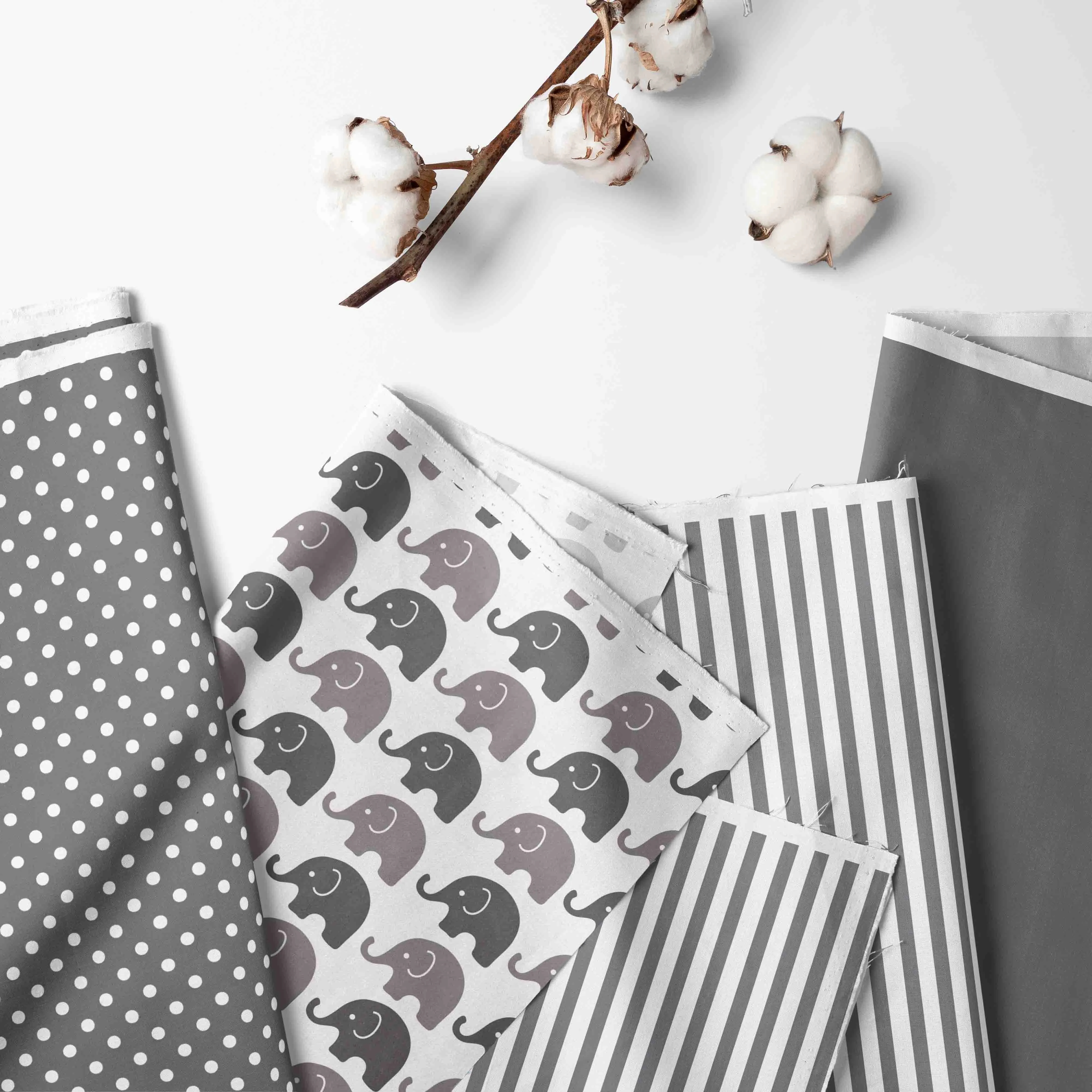 Bacati - Elephants 6-Piece Crib Bedding Set with Crib Rail Guard - White/Grey Unisex
