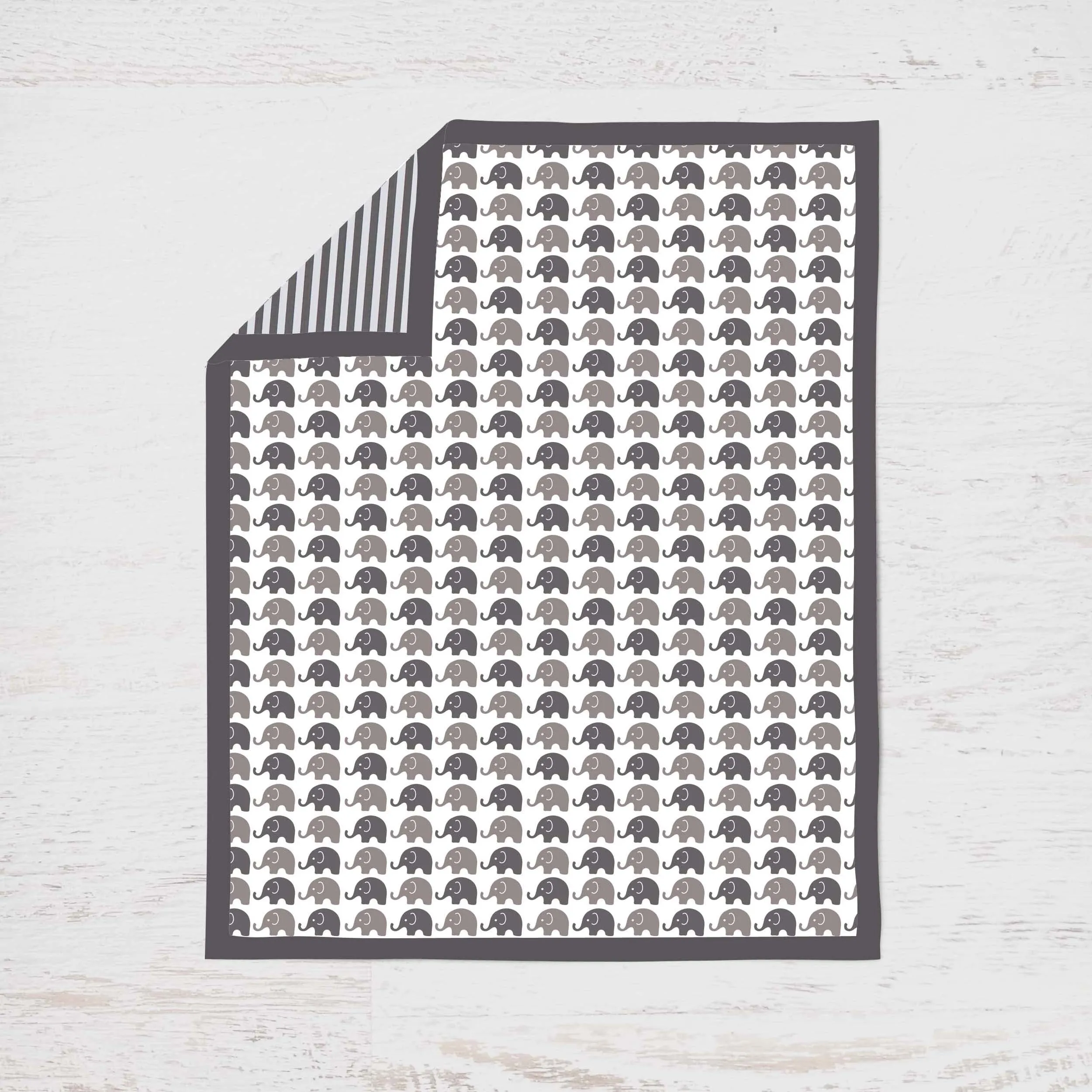 Bacati - Elephants 6-Piece Crib Bedding Set with Crib Rail Guard - White/Grey Unisex