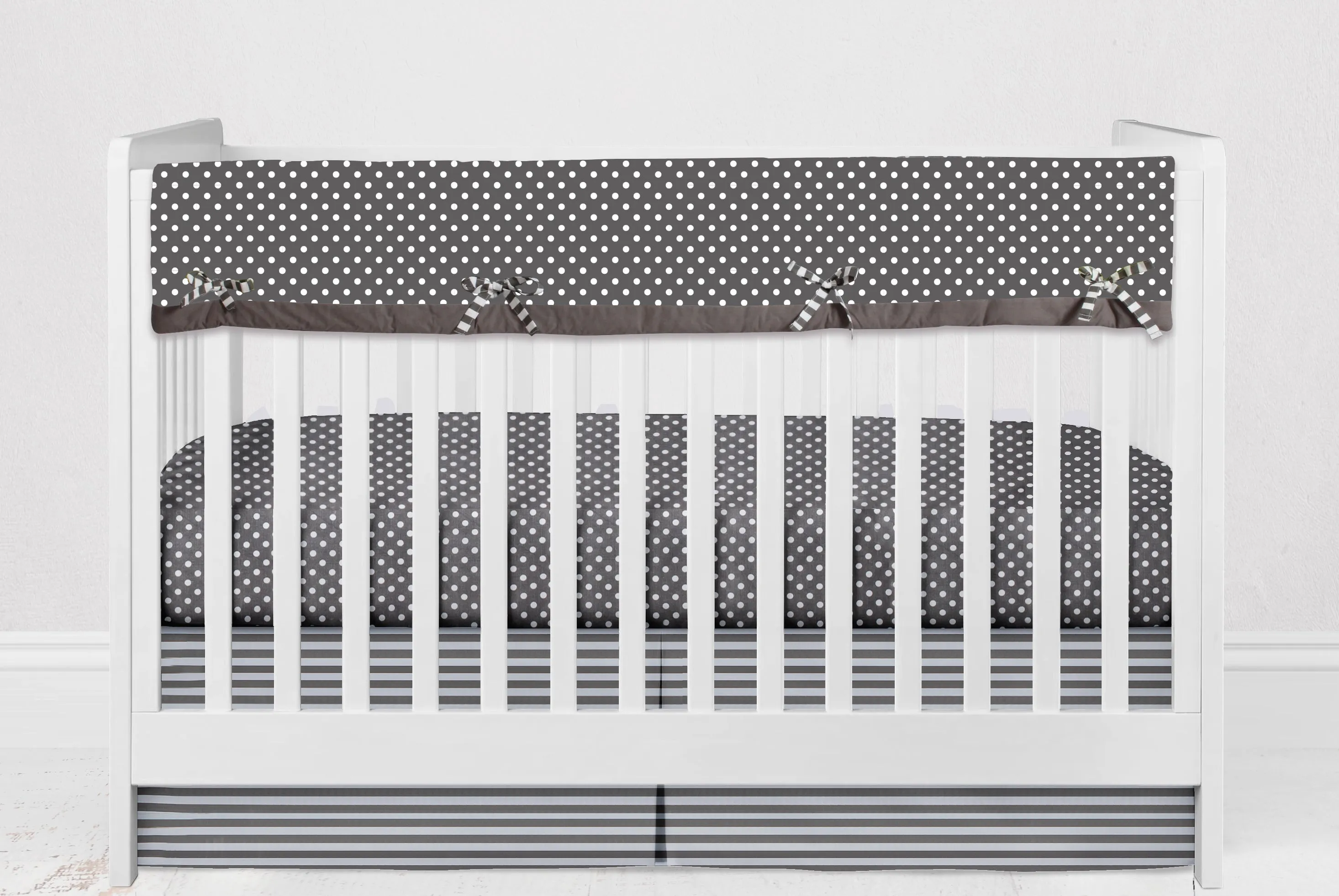 Bacati - Elephants 6-Piece Crib Bedding Set with Crib Rail Guard - White/Grey Unisex