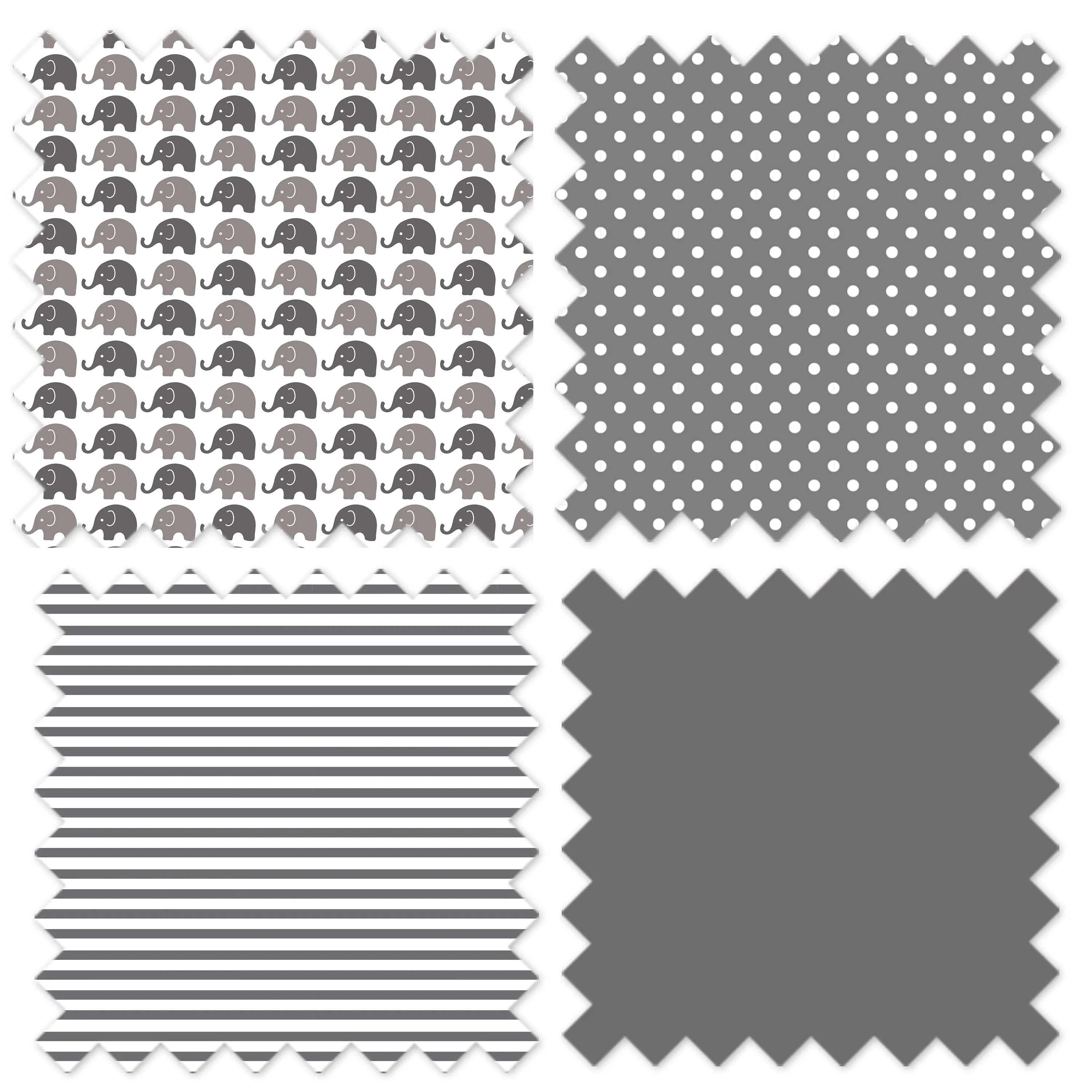 Bacati - Elephants 6-Piece Crib Bedding Set with Crib Rail Guard - White/Grey Unisex