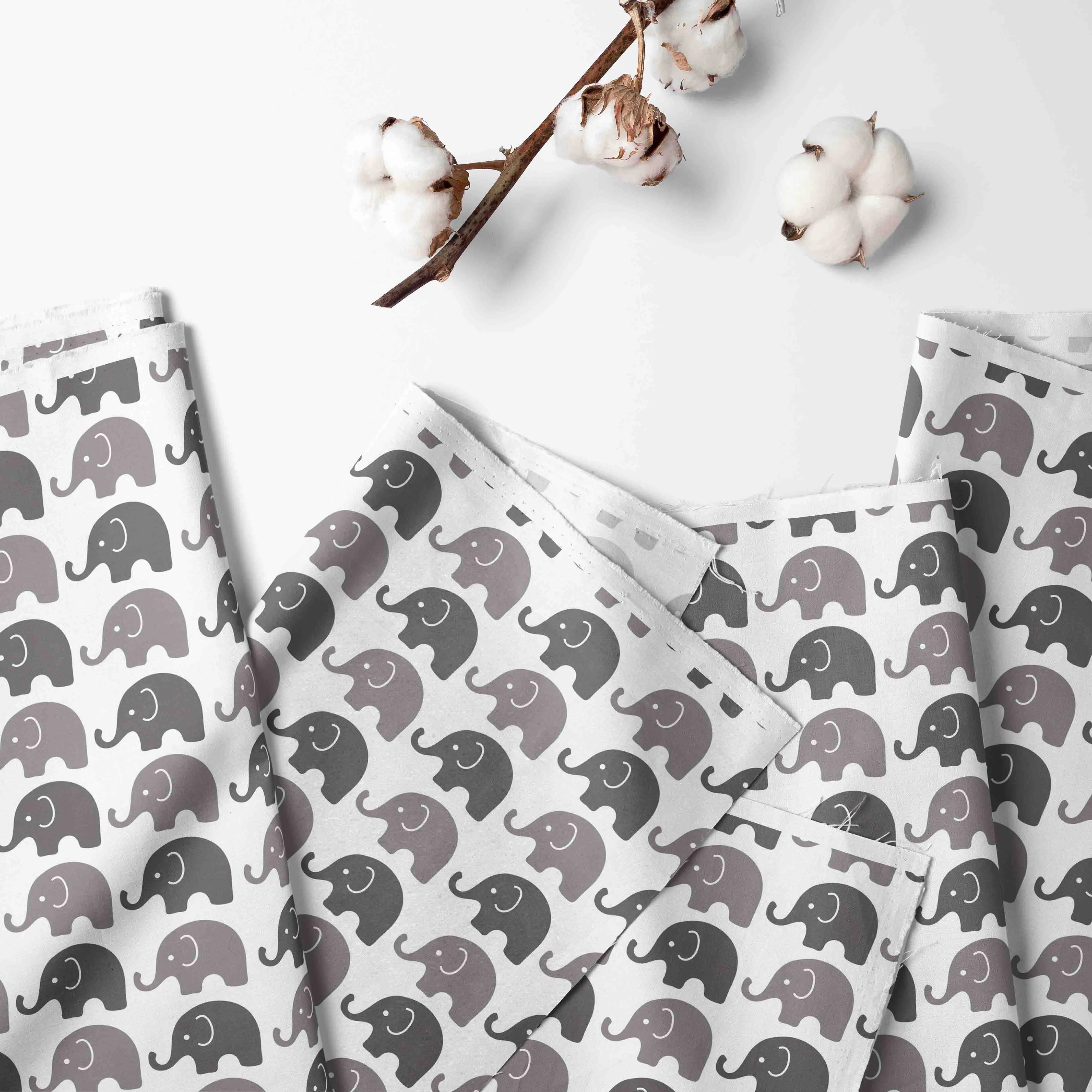 Bacati - Elephants 6-Piece Crib Bedding Set with Crib Rail Guard - White/Grey Unisex