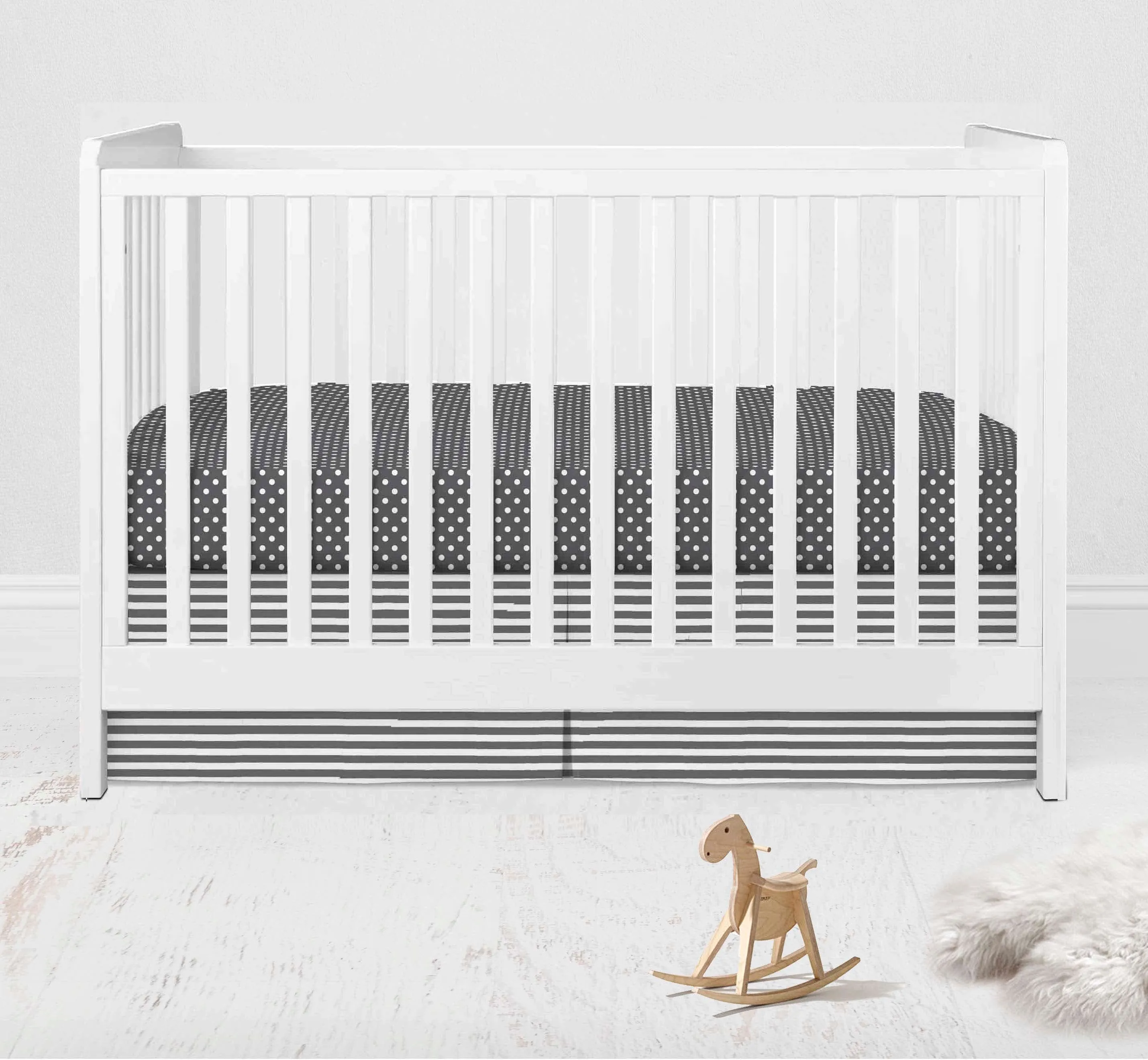 Bacati - Elephants 6-Piece Crib Bedding Set with Crib Rail Guard - White/Grey Unisex