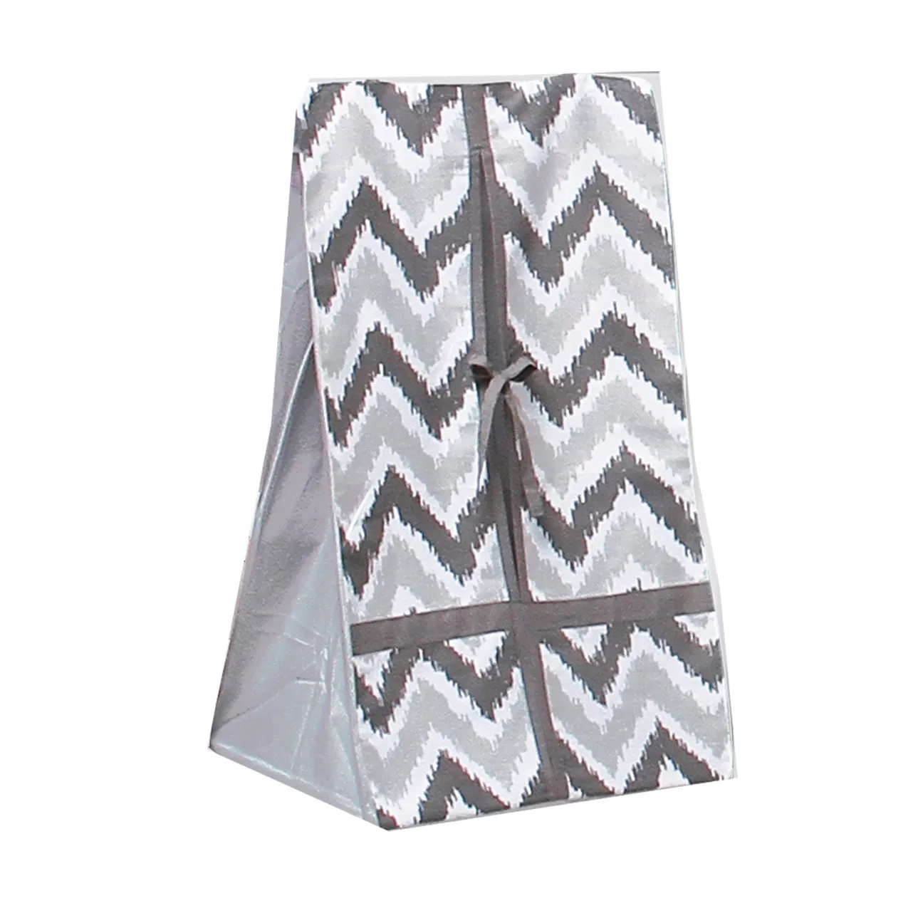 Bacati - Ikat Chevron Dots Blue Gray 4-Piece Crib Bedding Set with Diaper Stacker - Blue/Gray Boys
