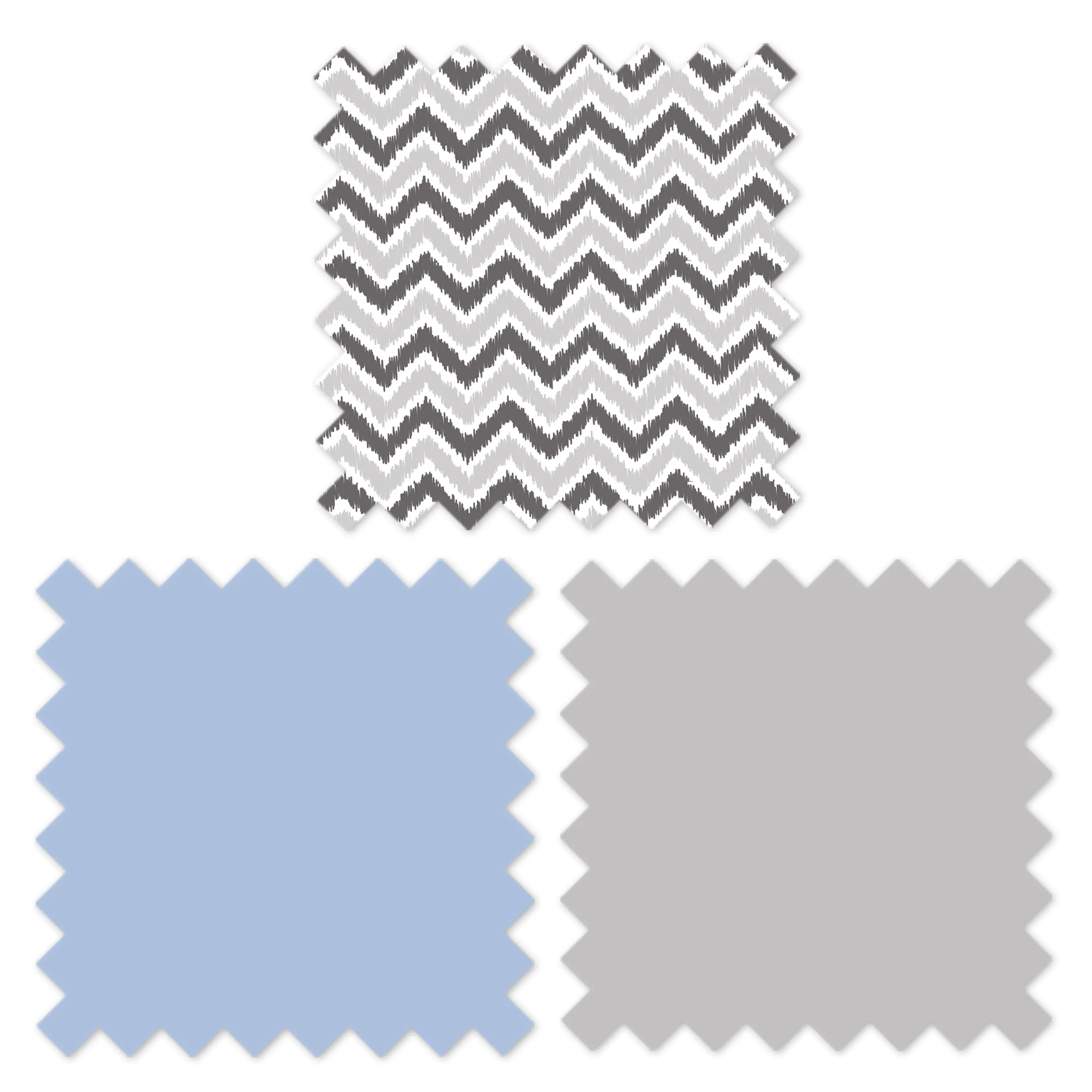 Bacati - Ikat Chevron Dots Blue Gray 4-Piece Crib Bedding Set with Diaper Stacker - Blue/Gray Boys