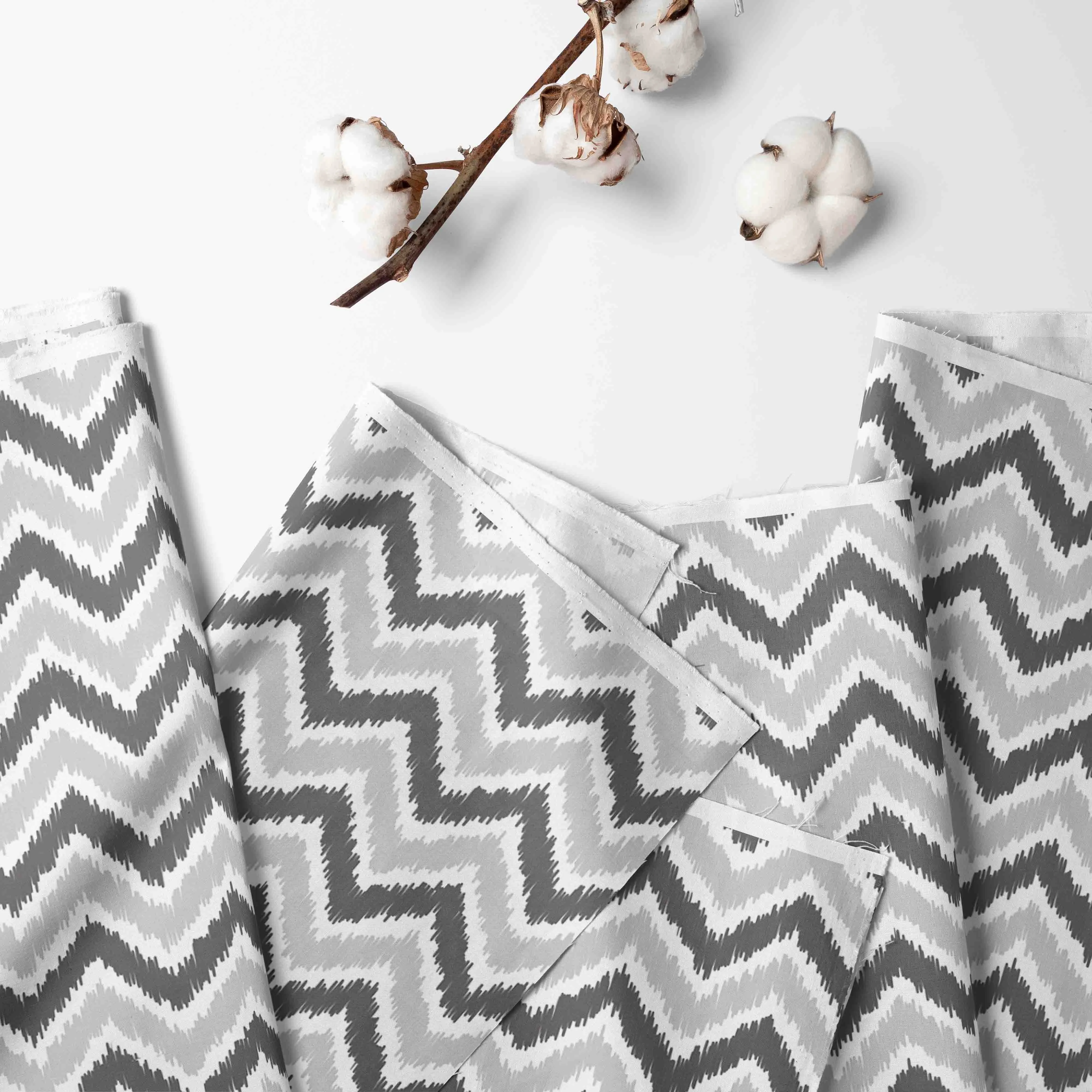 Bacati - Ikat Chevron Dots Blue Gray 4-Piece Crib Bedding Set with Diaper Stacker - Blue/Gray Boys