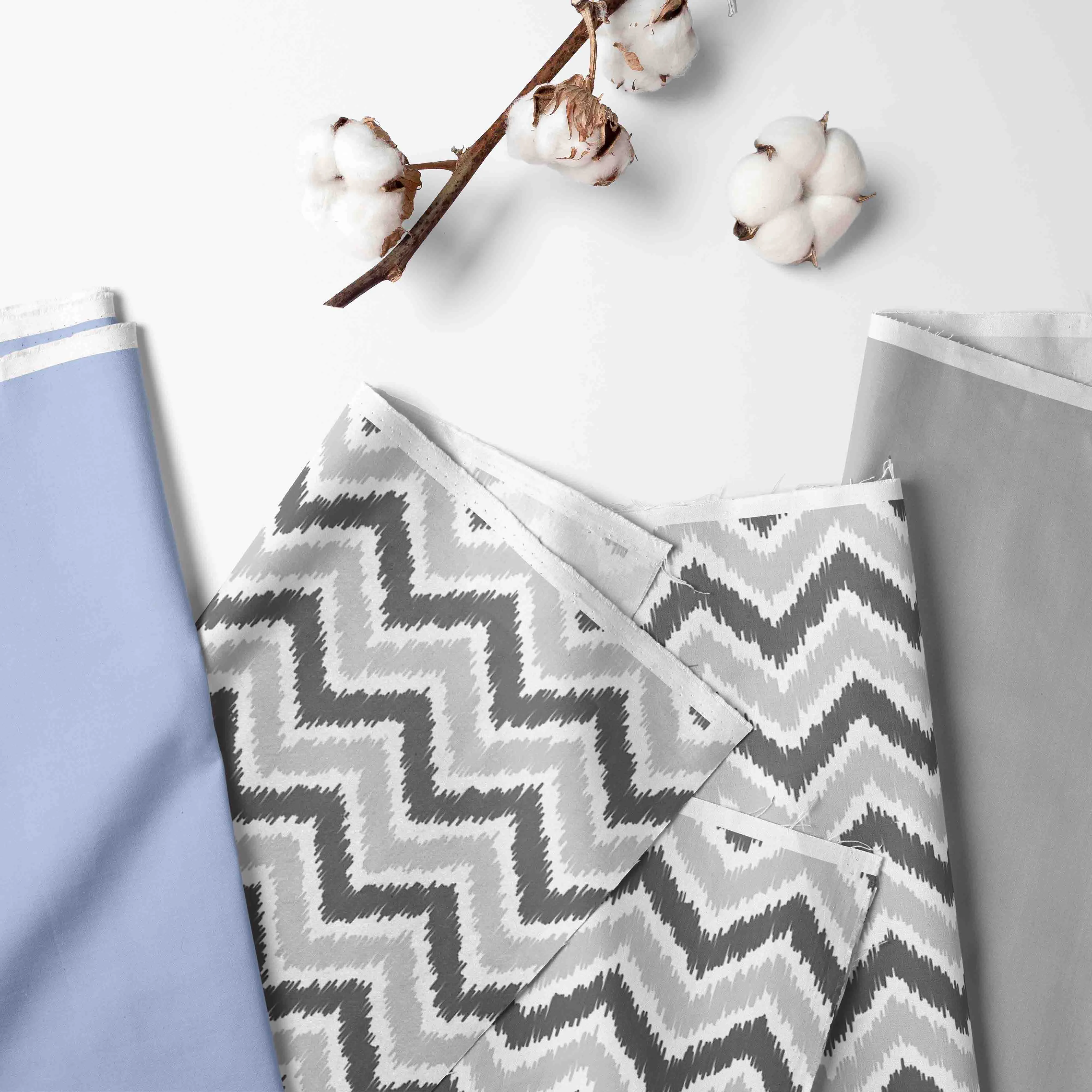 Bacati - Ikat Chevron Dots Blue Gray 4-Piece Crib Bedding Set with Diaper Stacker - Blue/Gray Boys