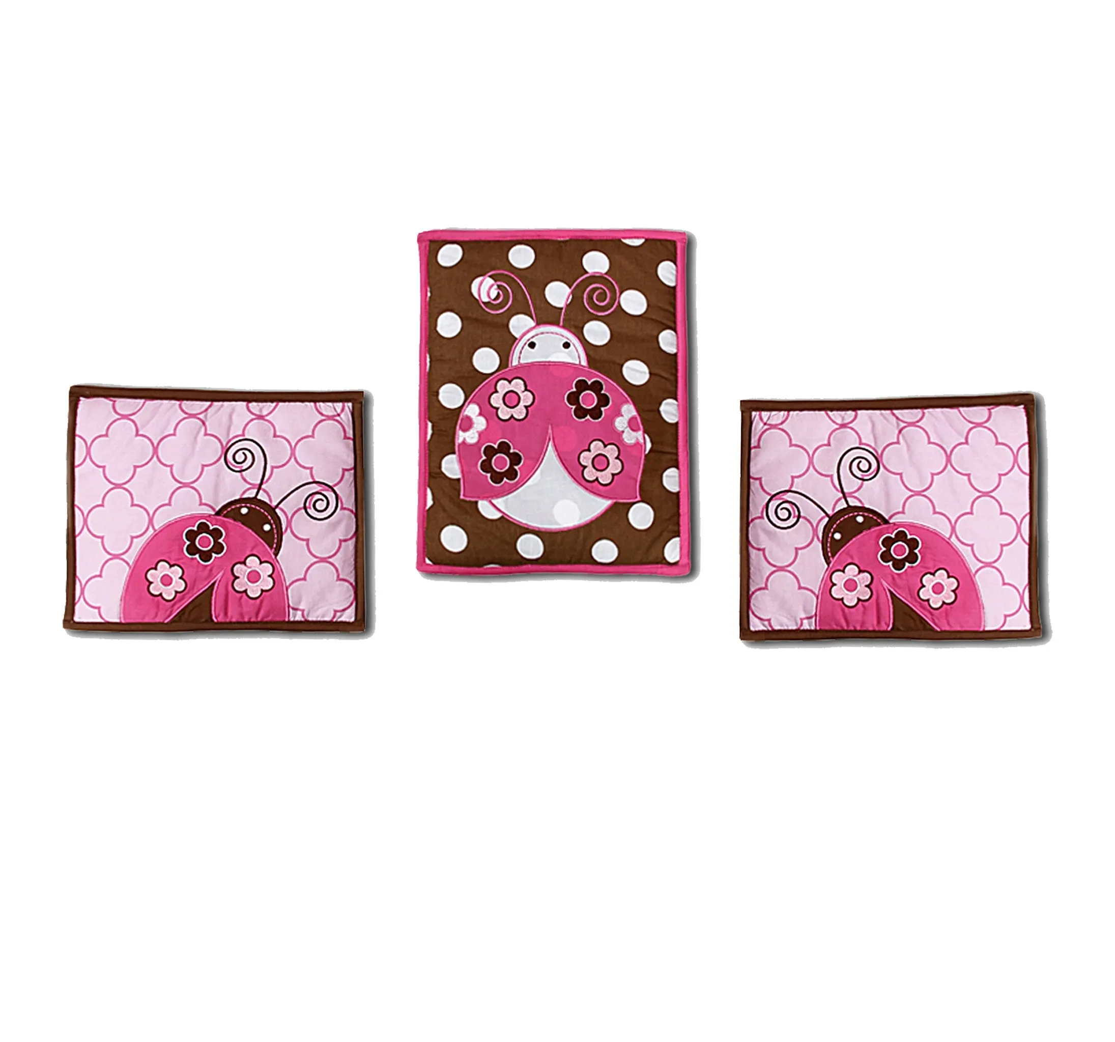 Bacati - Ladybugs 10-Piece Crib Bedding Set with Two Crib Sheets - Pink/Chocolate Girls