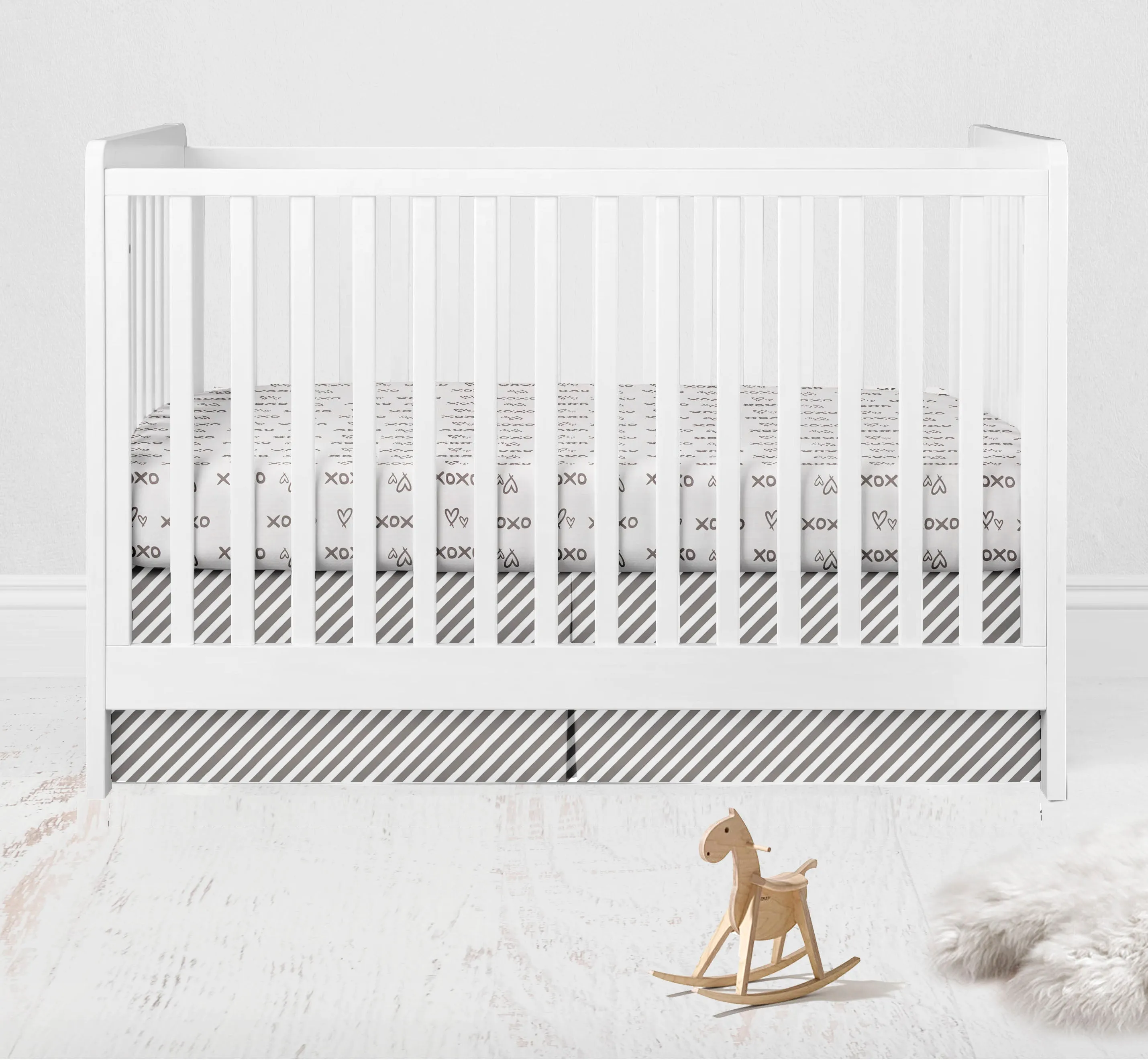Bacati - Love Aztec 10-Piece Crib Bedding Set with Crib Rail Guard - Grey/Silver Unisex