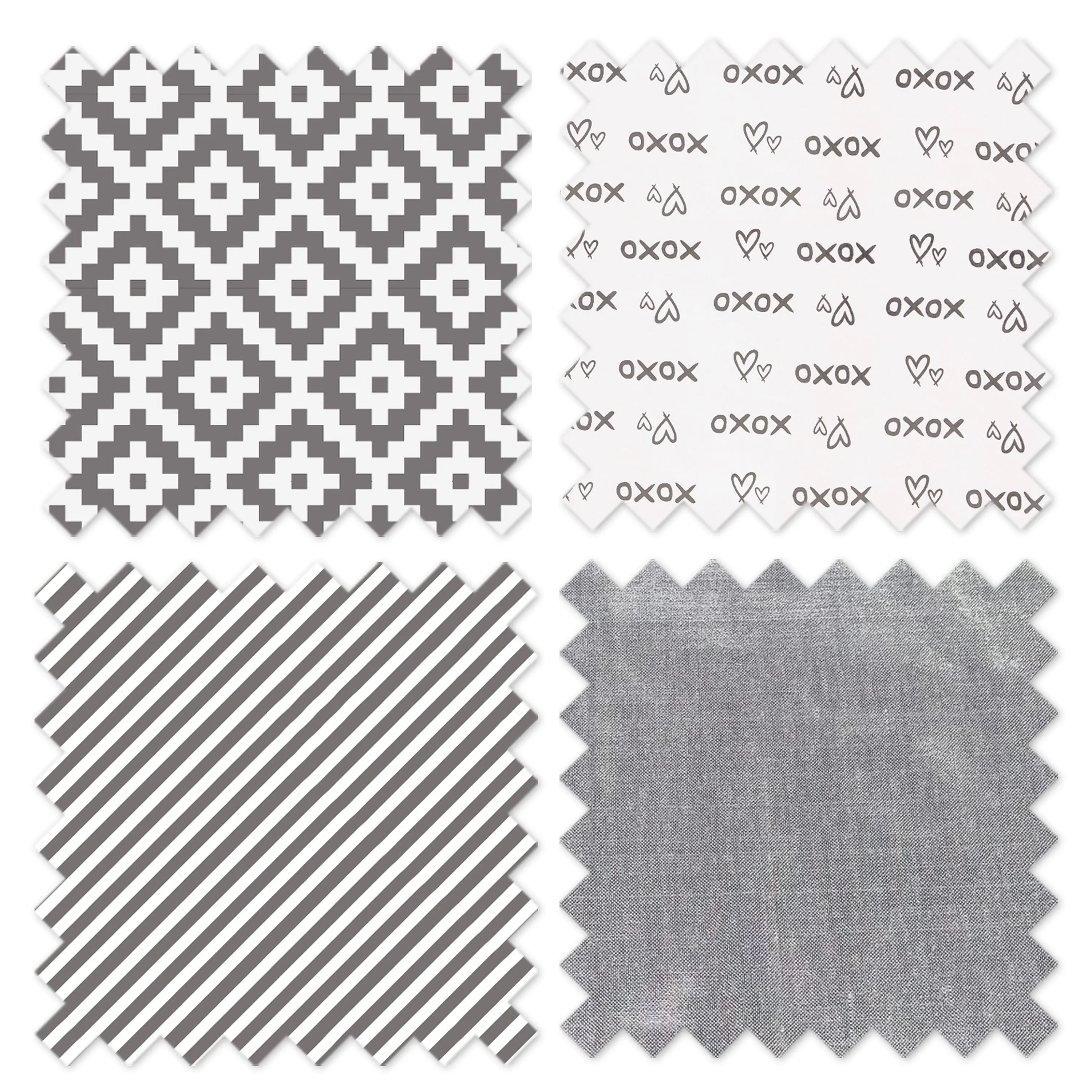 Bacati - Love Aztec 10-Piece Crib Bedding Set with Crib Rail Guard - Grey/Silver Unisex