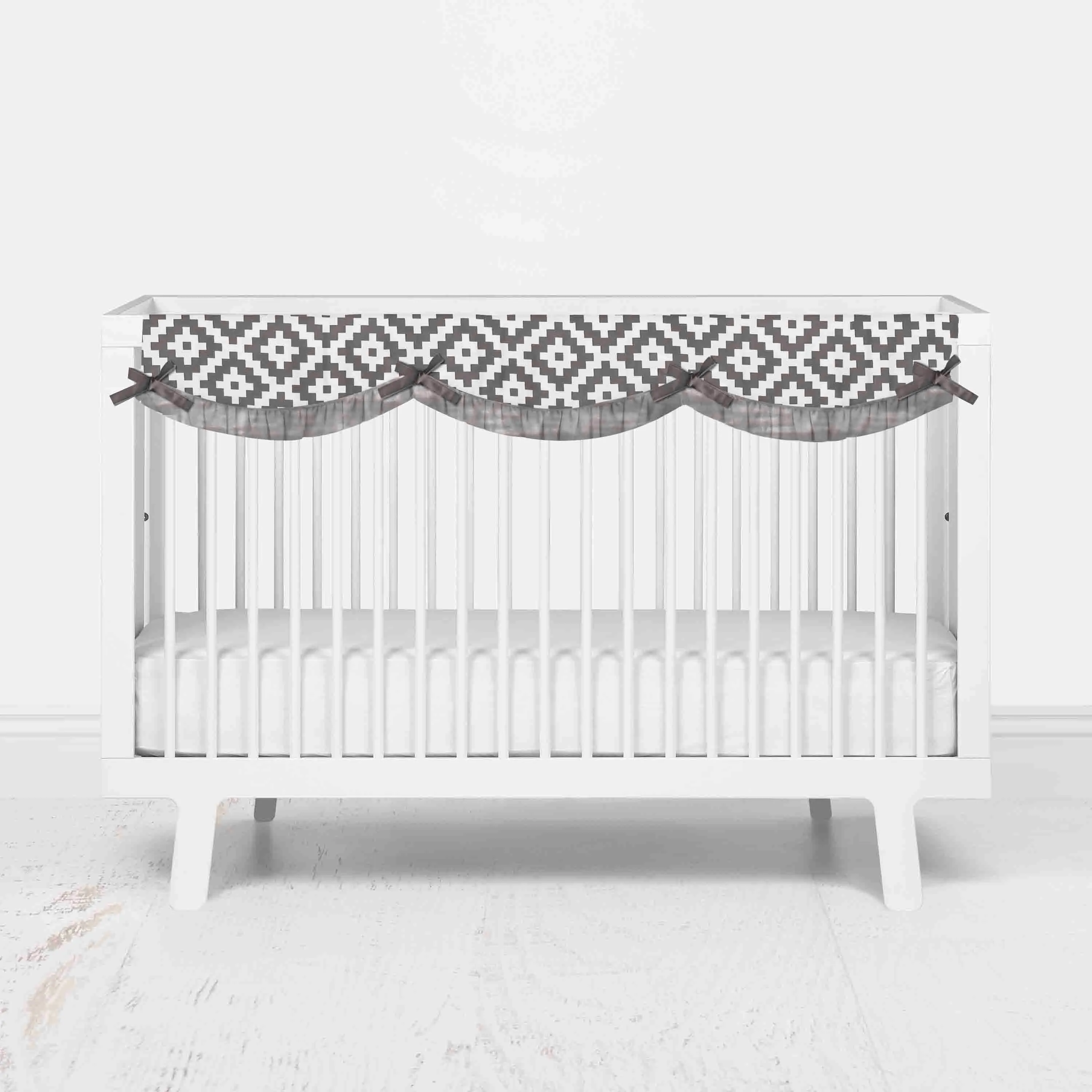 Bacati - Love Aztec 10-Piece Crib Bedding Set with Crib Rail Guard - Grey/Silver Unisex