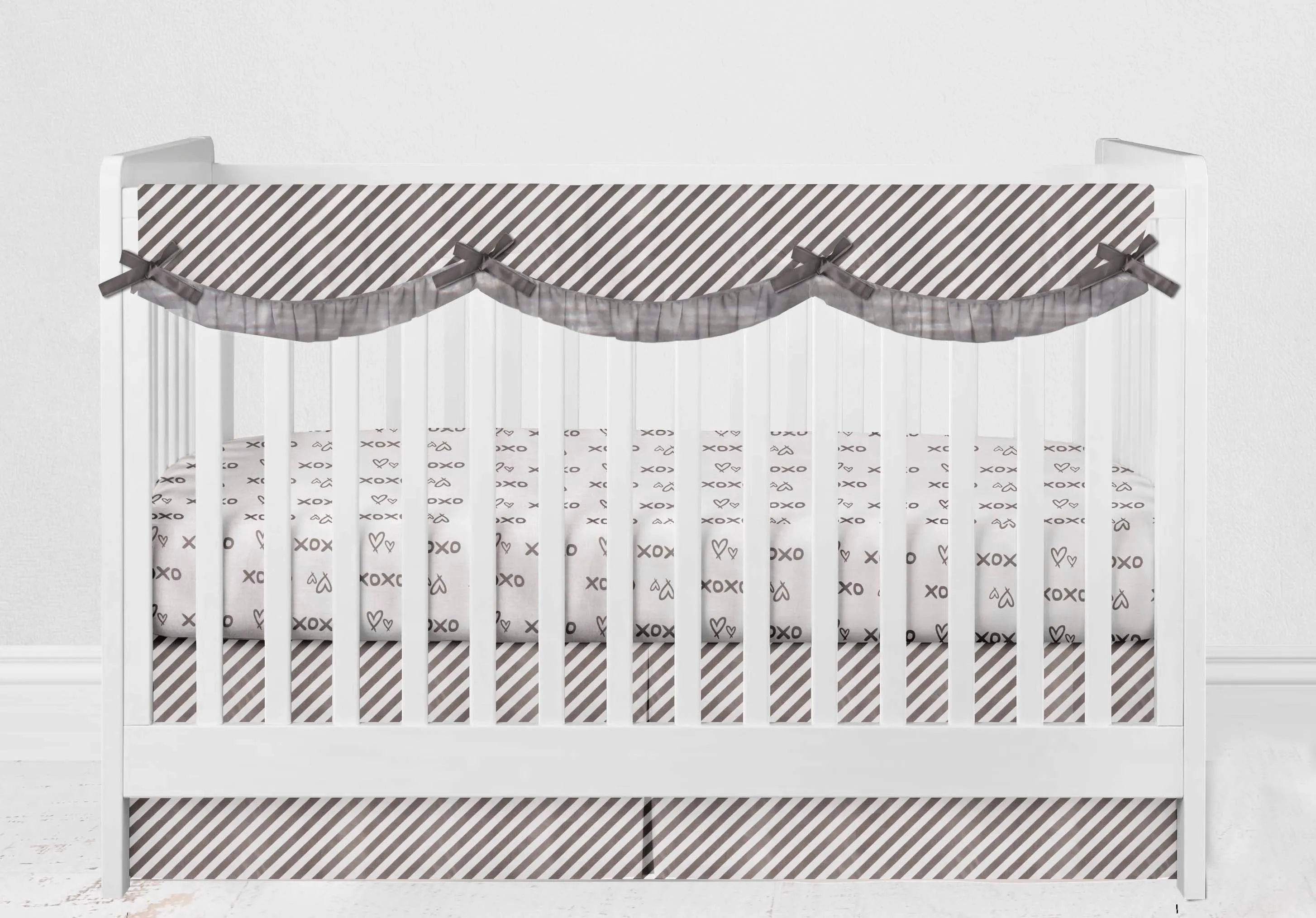 Bacati - Love Aztec 10-Piece Crib Bedding Set with Crib Rail Guard - Grey/Silver Unisex