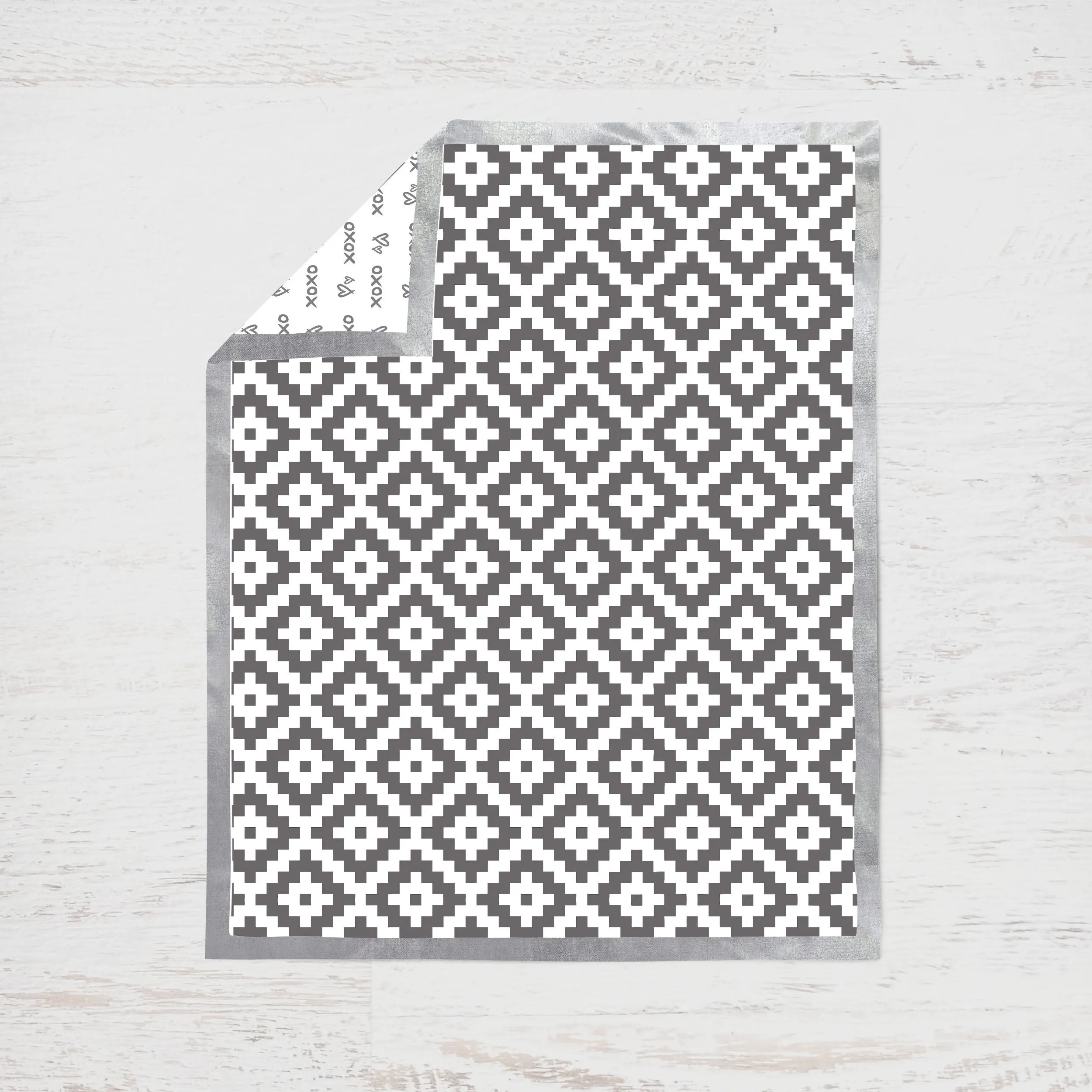 Bacati - Love Aztec 10-Piece Crib Bedding Set with Crib Rail Guard - Grey/Silver Unisex