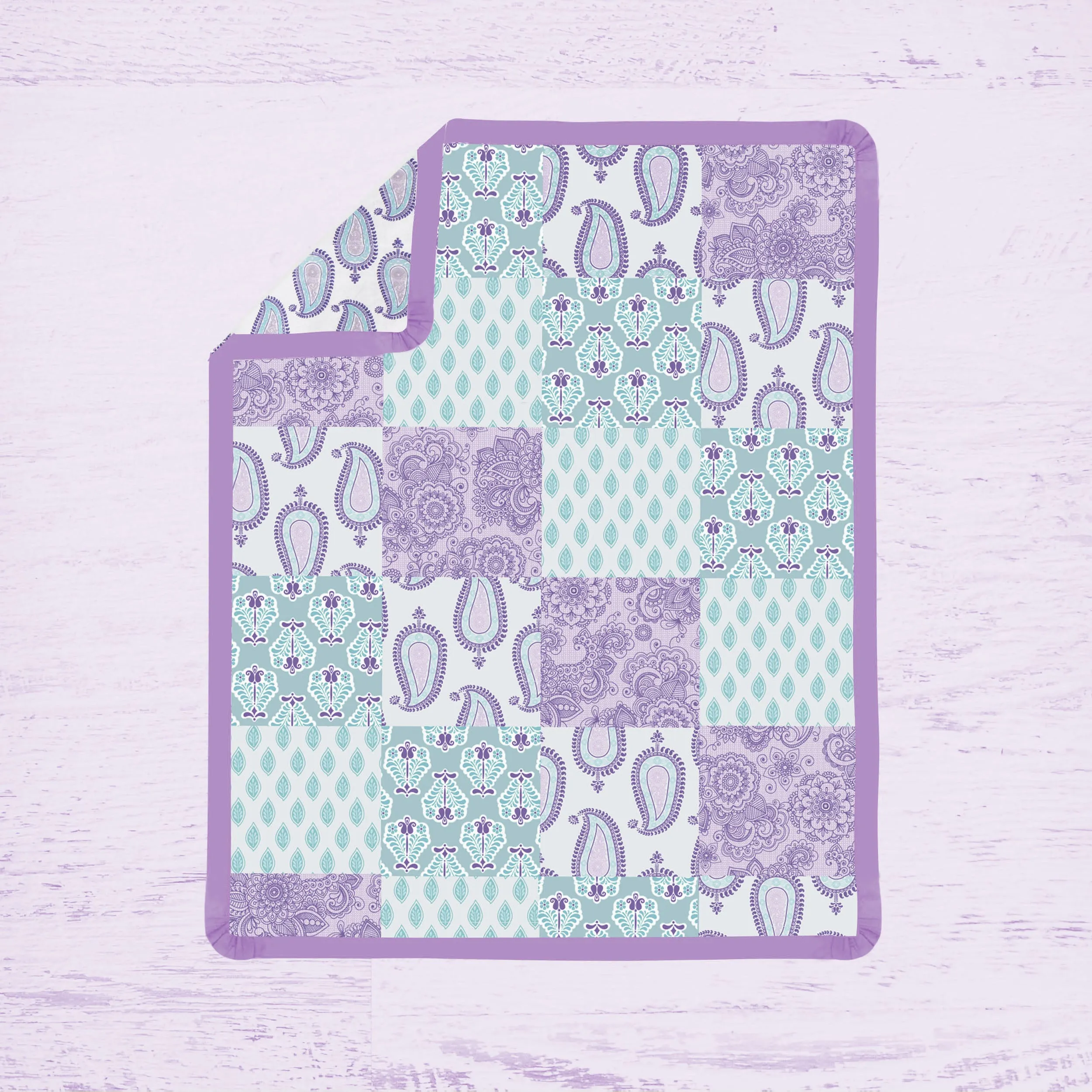 Bacati - Paisley Isabella 10-Piece Crib Bedding Set with Crib Rail Guard - Lilac/Purple/Aqua Girls