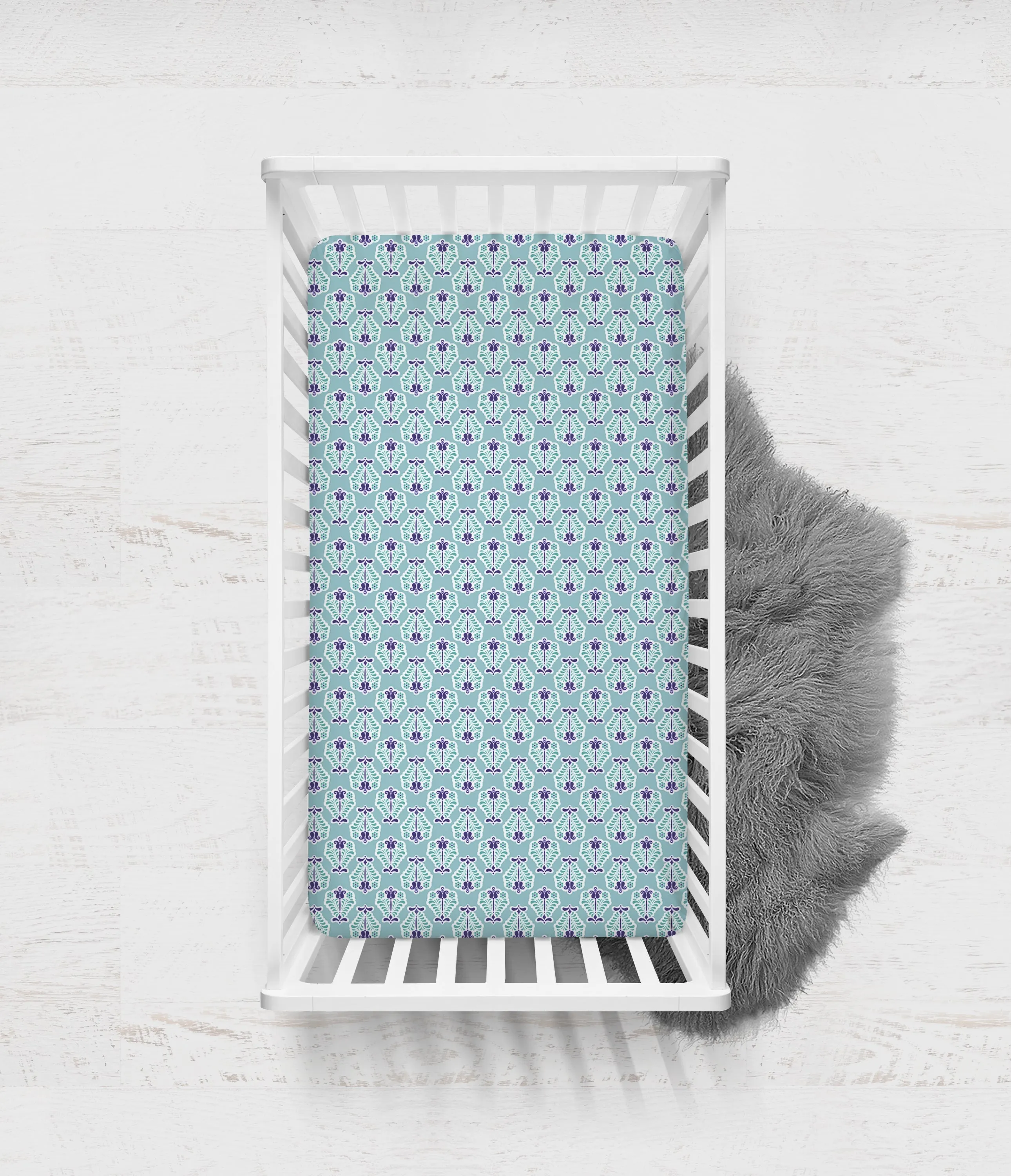 Bacati - Paisley Isabella 10-Piece Crib Bedding Set with Crib Rail Guard - Lilac/Purple/Aqua Girls