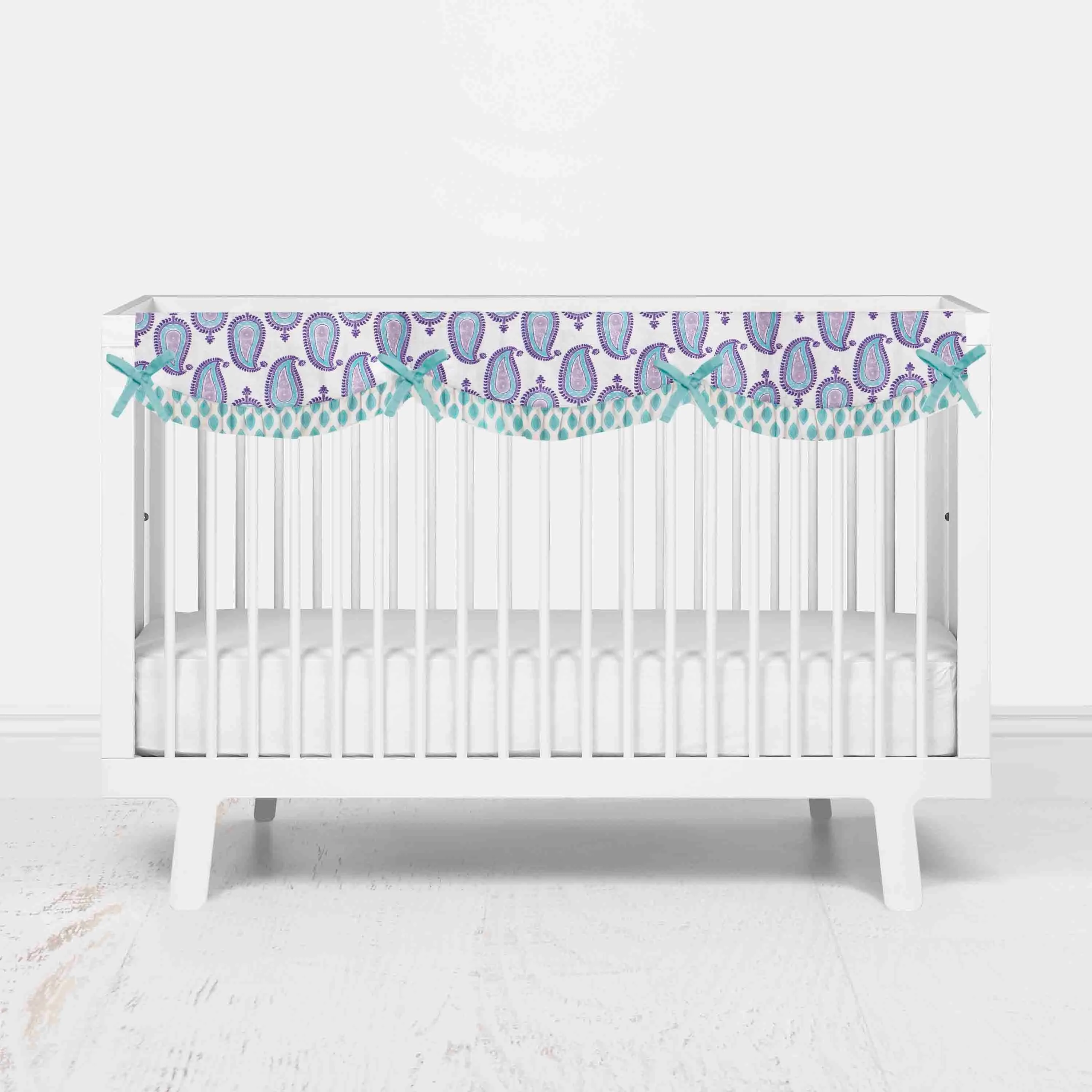 Bacati - Paisley Isabella 10-Piece Crib Bedding Set with Crib Rail Guard - Lilac/Purple/Aqua Girls
