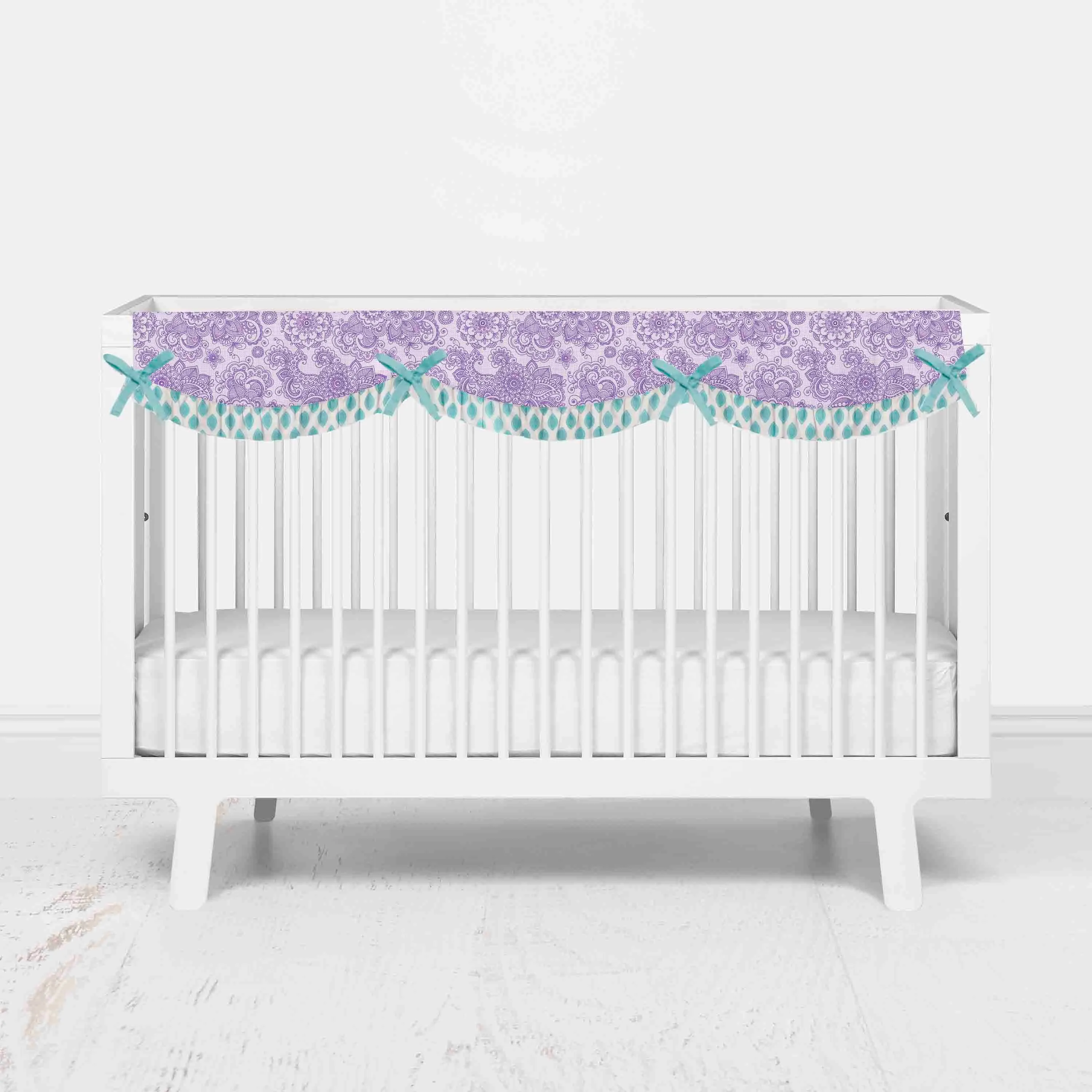 Bacati - Paisley Isabella 10-Piece Crib Bedding Set with Crib Rail Guard - Lilac/Purple/Aqua Girls