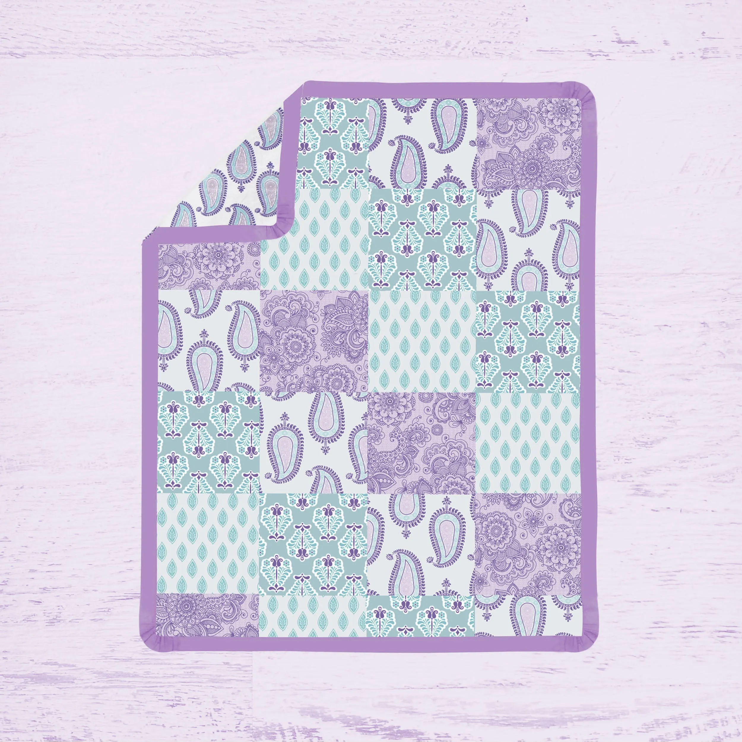Bacati - Paisley Isabella 3-Piece Crib Bedding Set - Lilac/Purple/Aqua Girls