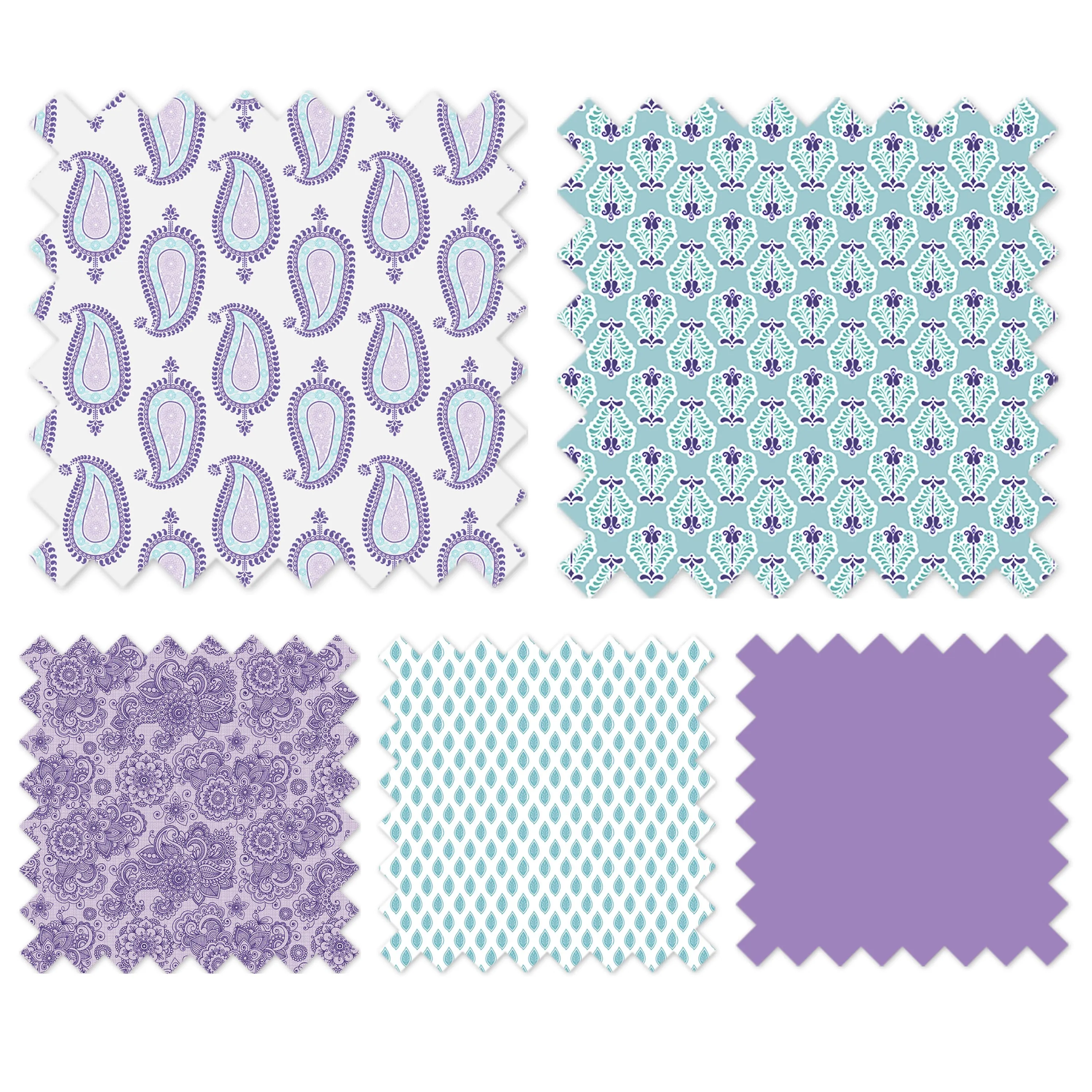 Bacati - Paisley Isabella 3-Piece Crib Bedding Set - Lilac/Purple/Aqua Girls