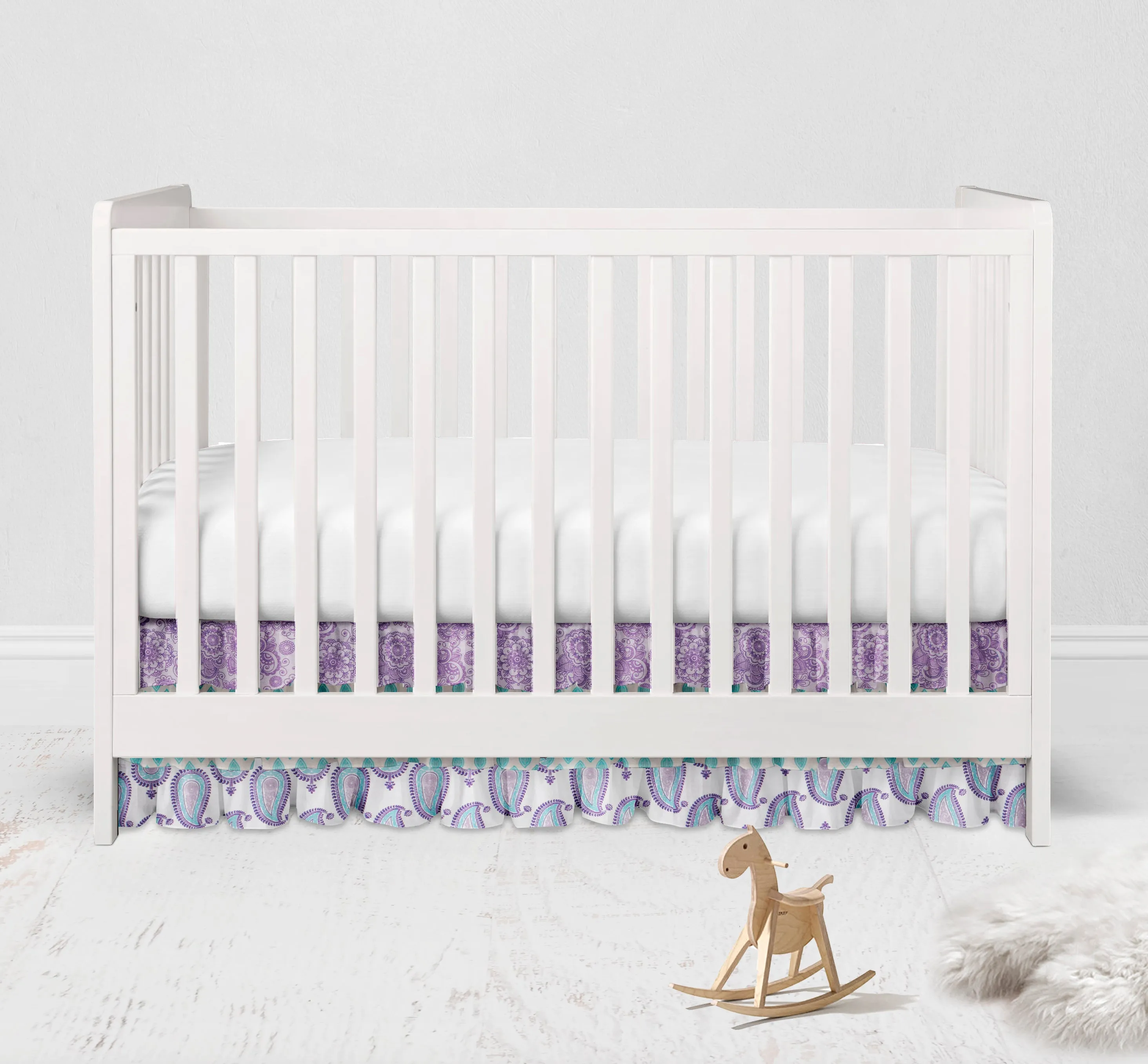 Bacati - Paisley Isabella 3-Piece Crib Bedding Set - Lilac/Purple/Aqua Girls