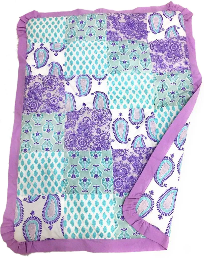 Bacati - Paisley Isabella 3-Piece Crib Bedding Set - Lilac/Purple/Aqua Girls